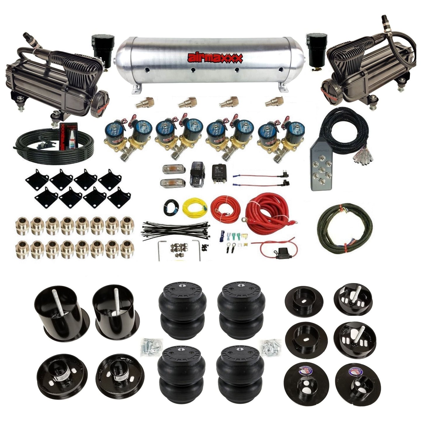 1/2" Fast Bag airmaxxx Air Suspension Kit x-series aluminum tank slam bags Fits 1965-1970 Cadillac KCAD65-XB2-812-59ARW-7TBK-WK-HFSS7