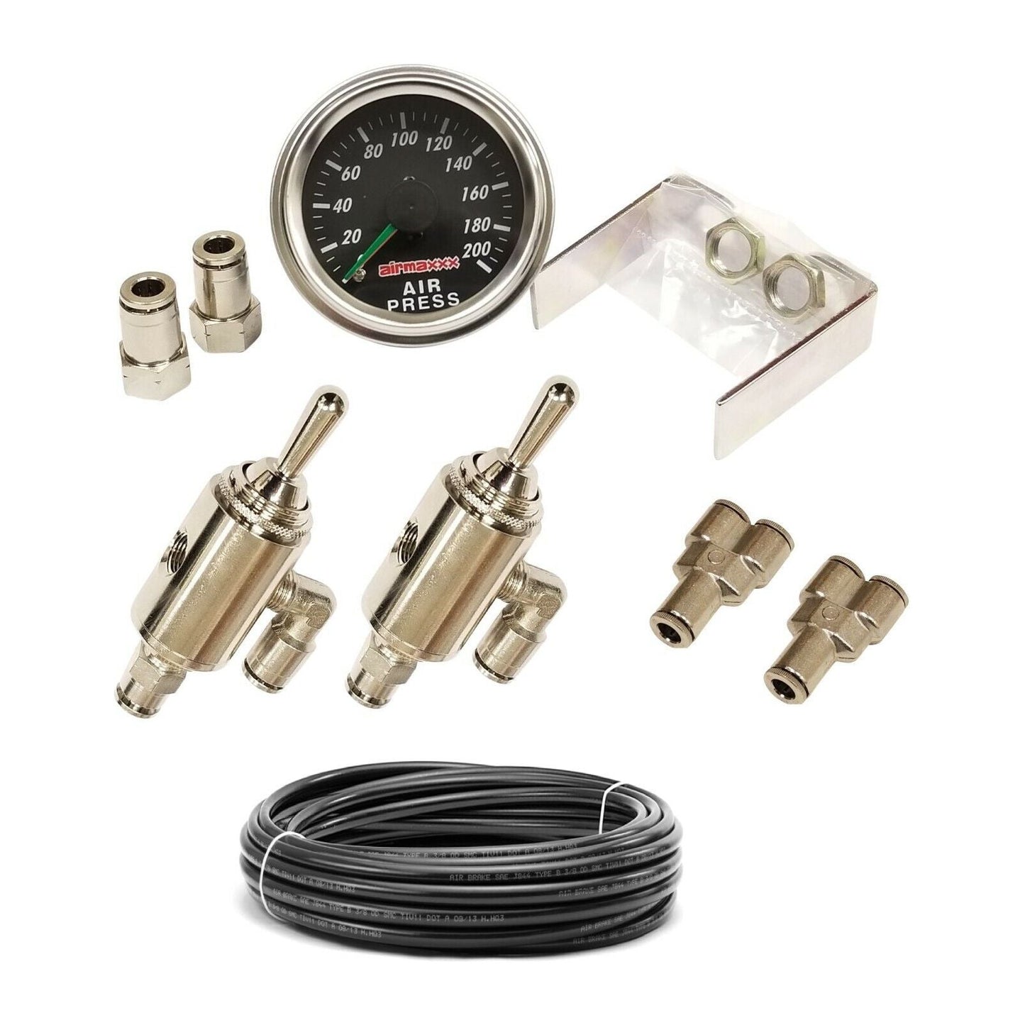 air hose, gauge, and dual air needle gauge