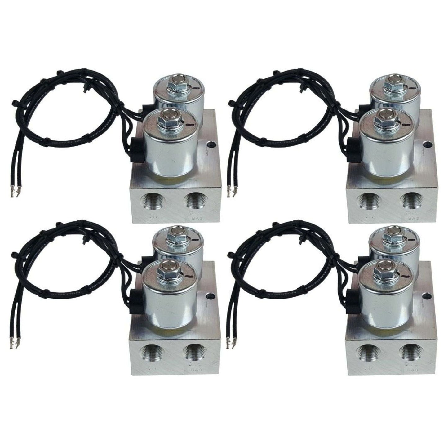 4 Direct Action AFC A202 3/8" NPT air valve manifold with dual coil design and built-in gauge port for air suspension systems