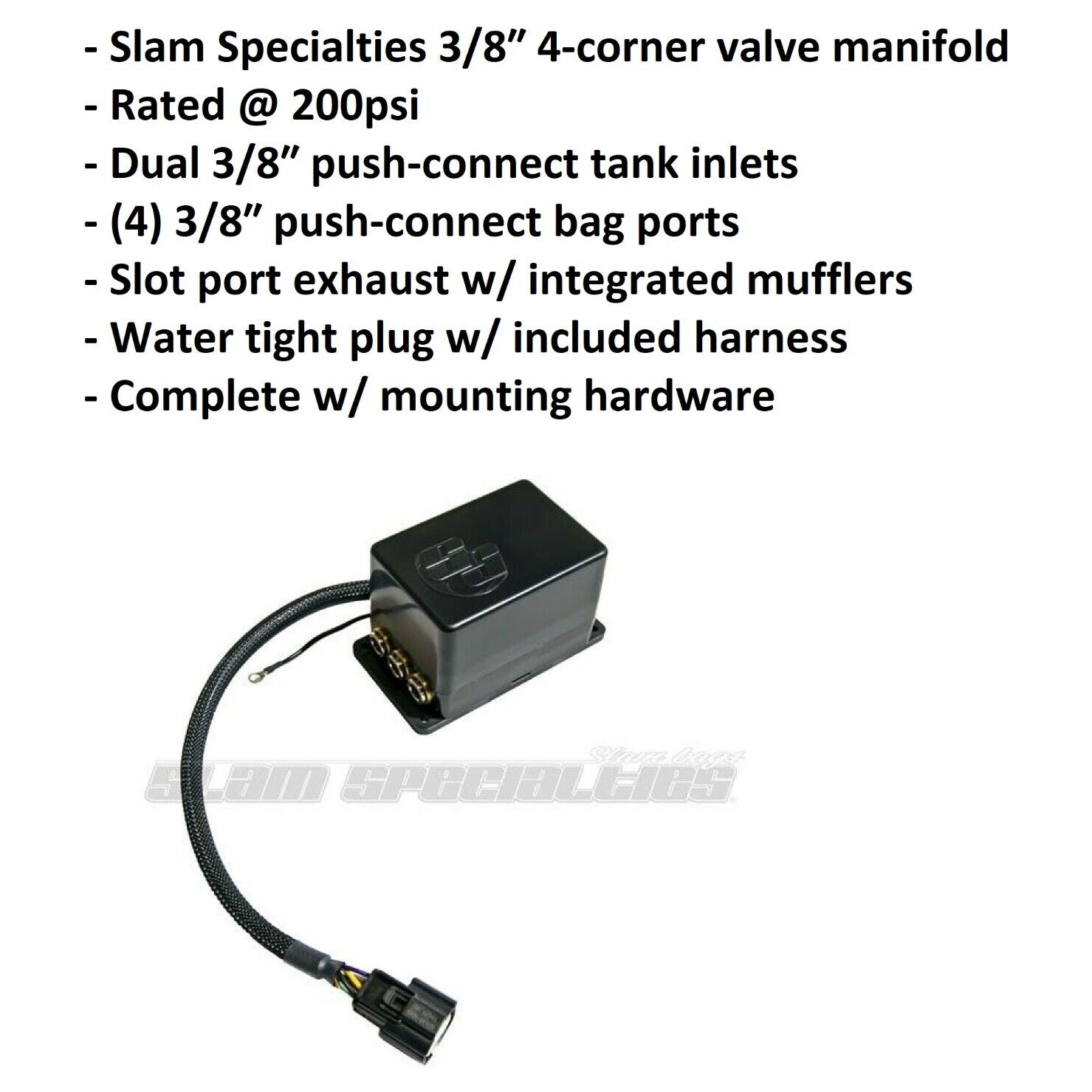 slam specialties 3/8 4-corner valve manifold