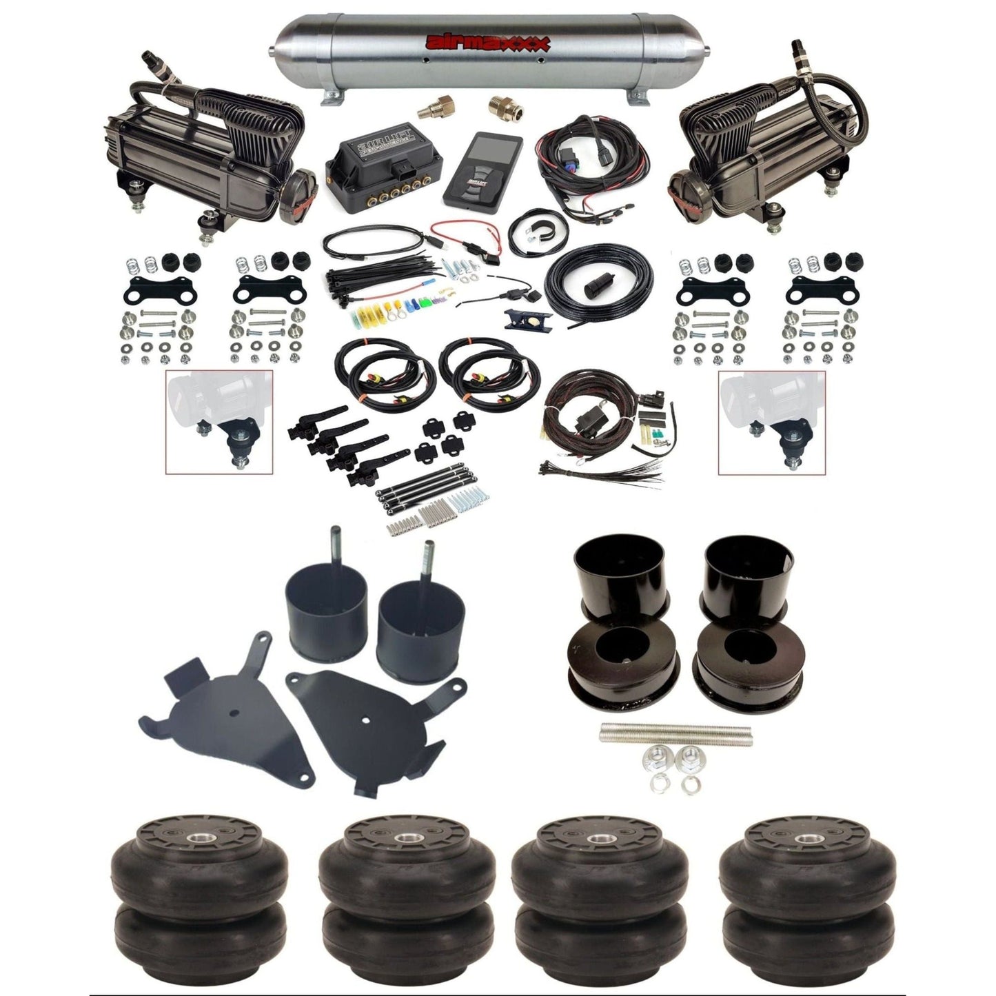Air Lift 3H 27695 3/8 X-series compressor air suspension kit w/raw aluminum tank slam bags & airmaxxx brackets fits 1978-88 GM G-Body K-GBODY-XB2-27695-57ARW-WK-3P2SS6