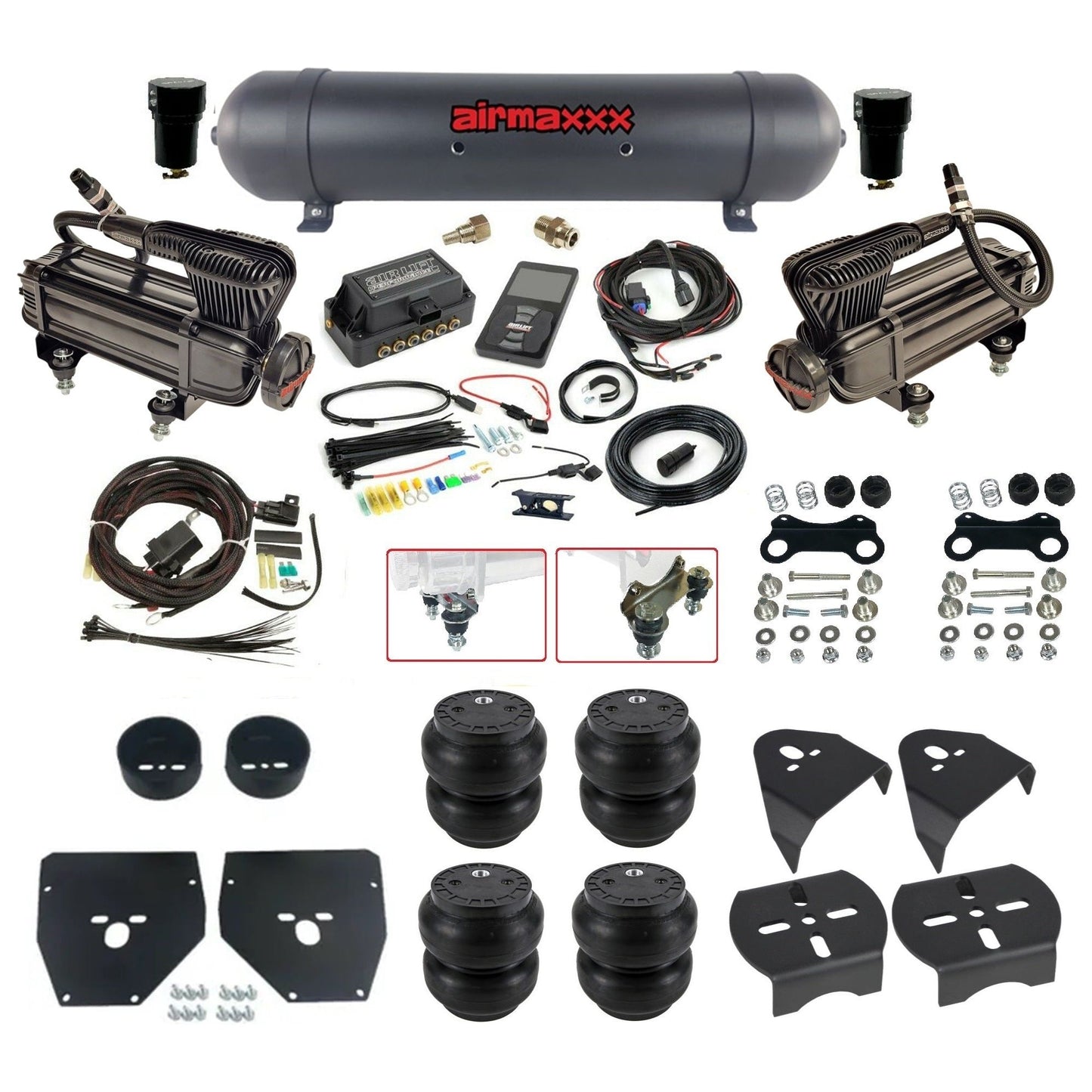 Air Lift 3P 27685 dual x-series compressors aluminum tank slam bags & airmaxxx brackets Air Ride Kit for 1973–87 Chevy/GMC C10 KC1073-XB2-57ABK-27685-WK-3P2SS7