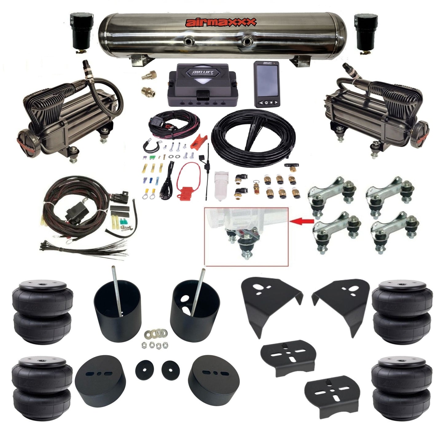 Air Lift ALP4 27485 & airmaxxx Compressors Air Ride Kit Fits 1988–98 Silverado 1500 2WD