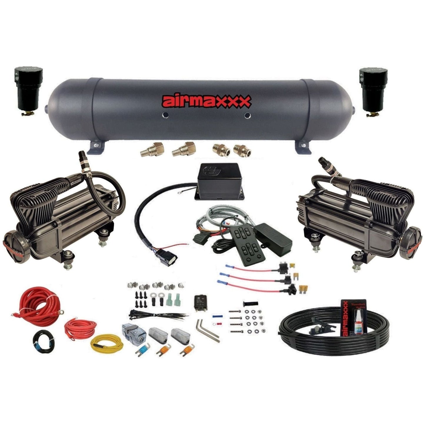 Complete air management kit with 580 x-series air compressors, fittings, steel tank and wiring