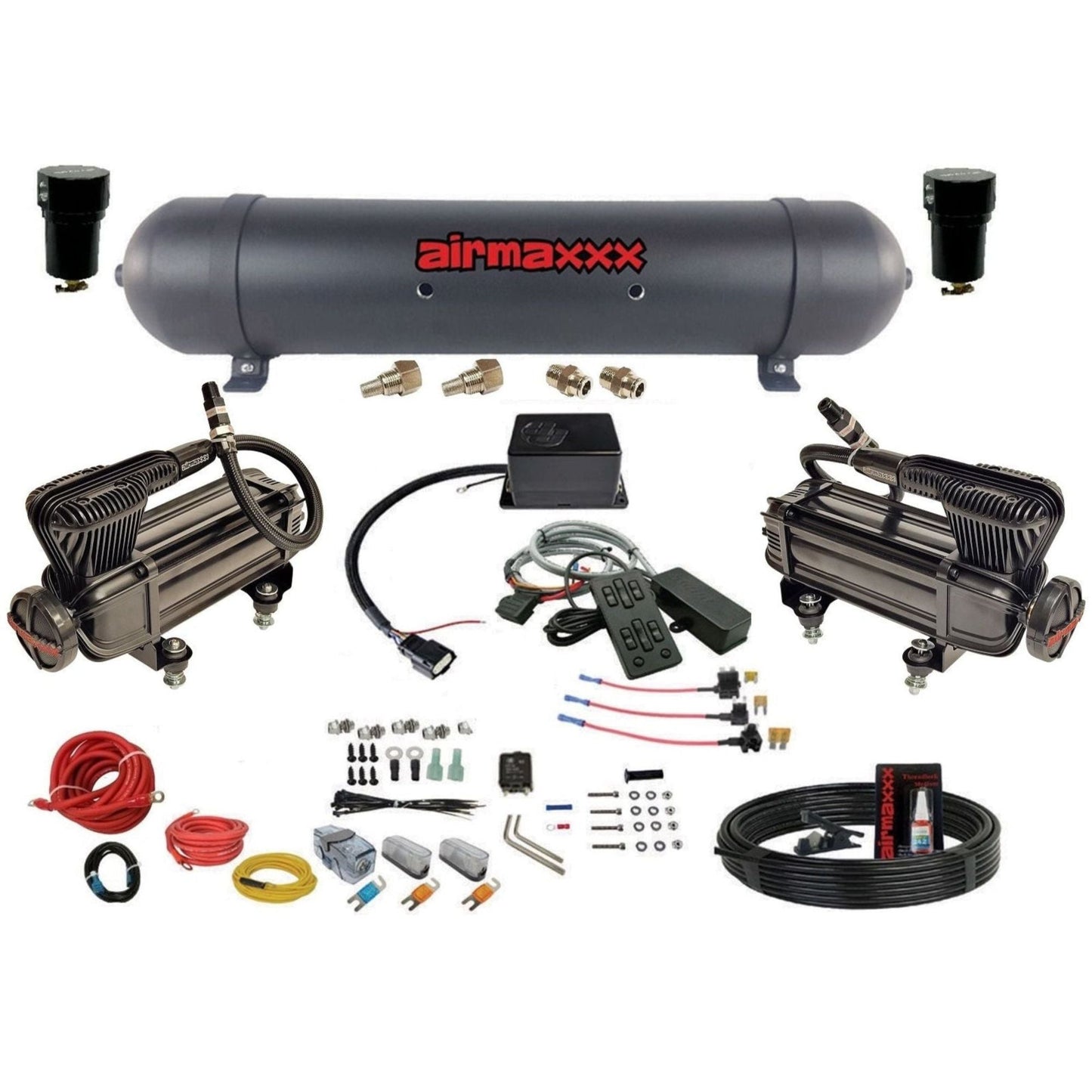 Complete air management kit with 580 x-series air compressors, fittings, steel tank and wiring