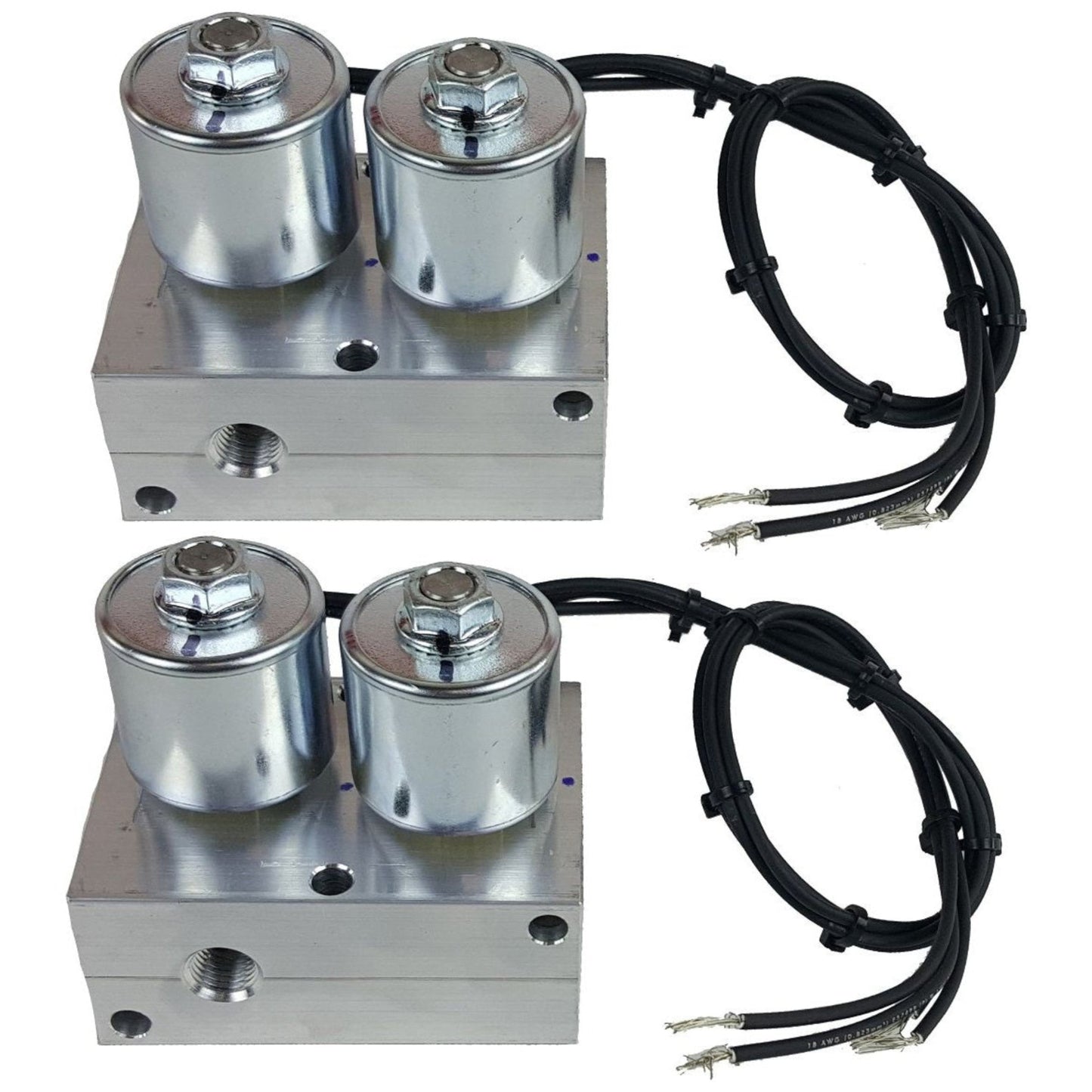 Direct Action AFC A202 3/8" NPT air valve manifold with dual coil design and built-in gauge port for air suspension systems pair