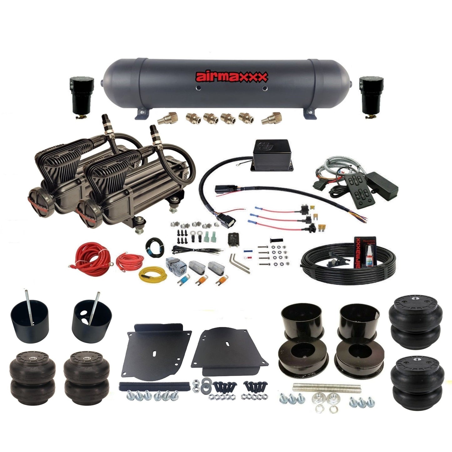 Slam SV-8C Air Suspension Kit w/Black 580 & Tank Fits 1964–72 GM A-Body