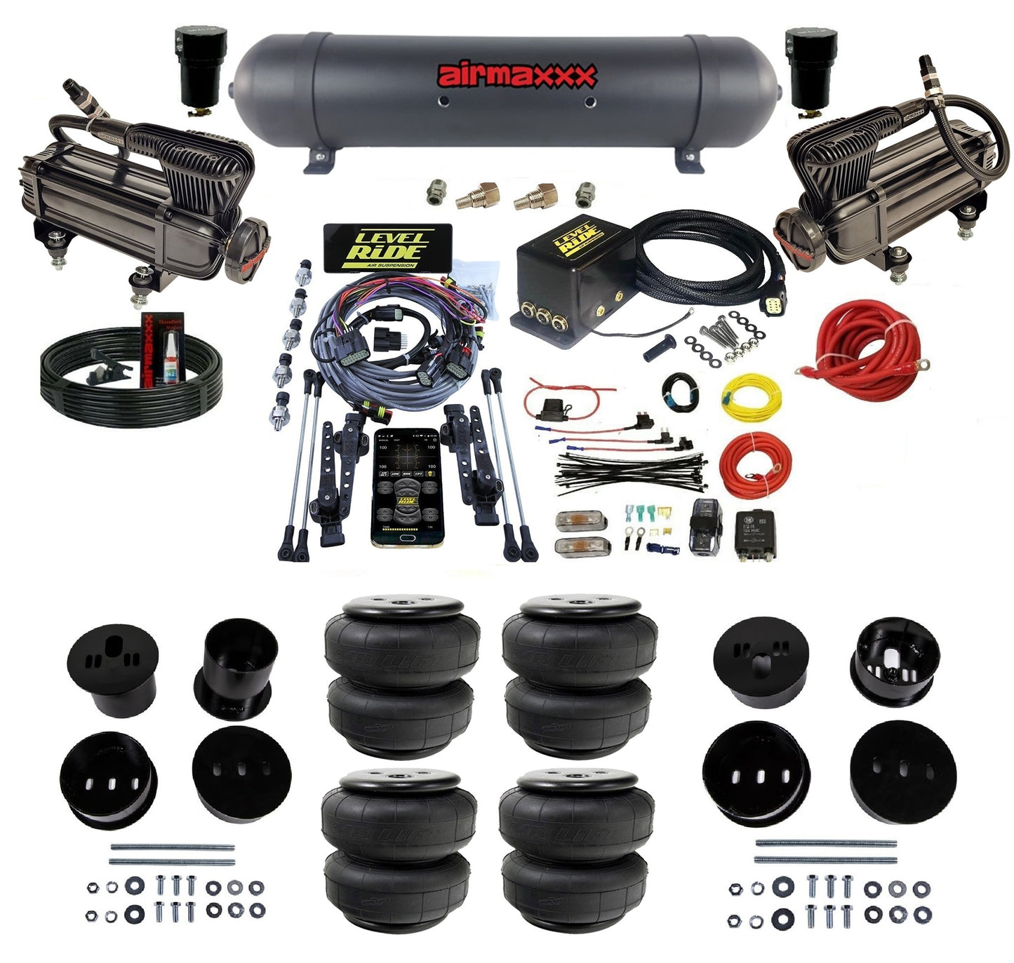 Complete Pressure Height Level Ride Air Suspension Kit w/Black 580 Fits 1958-60 Cadillac