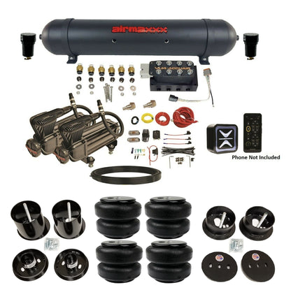 Air Suspension Kit Accuair Wireless Only E+ Connect & VU4 All Black Fits 1963-64 Cadillac