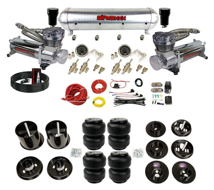 3/8" Manual Air Suspension Kit w/480 Chrome Compressors Fits 1965-70 Cadillac