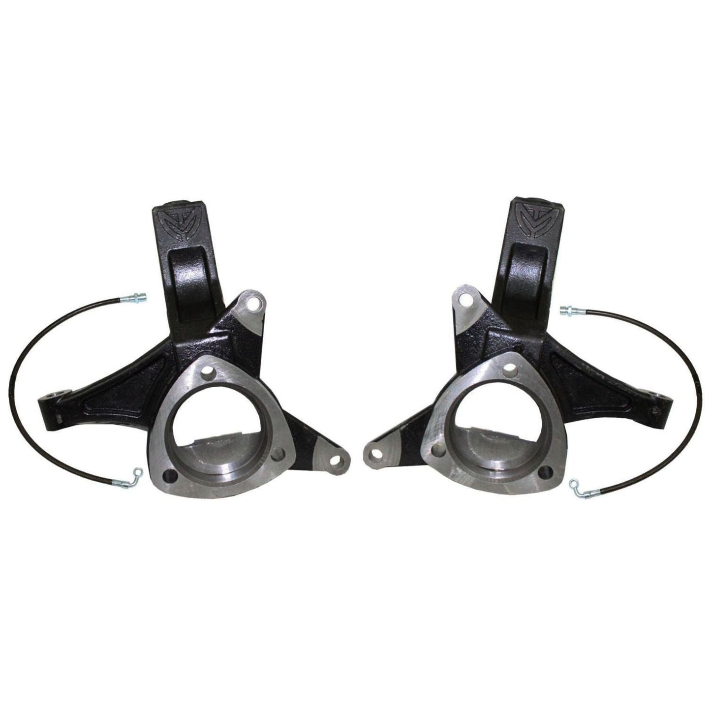 MaxTrac 701345 4.5-inch lift spindles with brake lines for 2007-2014 Chevy Tahoe/Suburban 1500, Yukon, and GM SUVs with cast steel suspension.