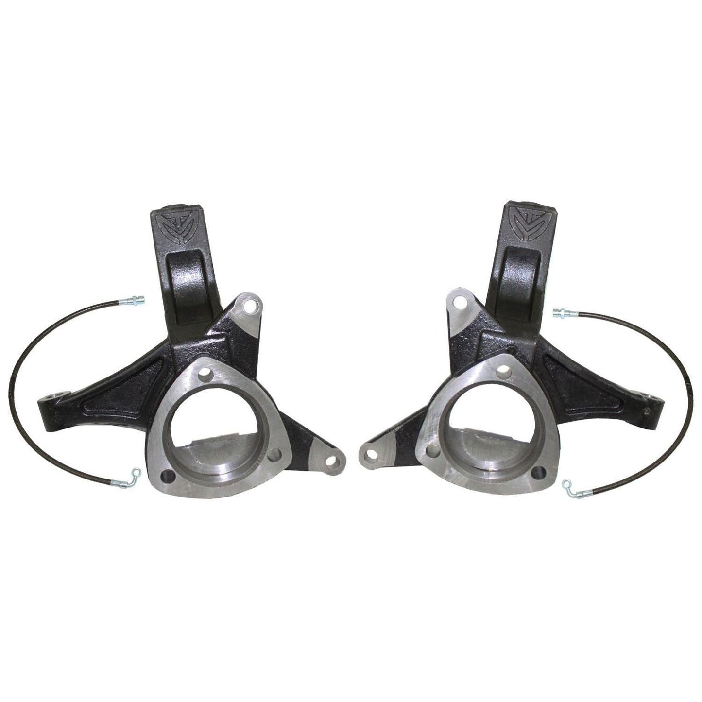 MaxTrac 701550 5" lift spindles with extended brake lines for Silverado/Sierra 1500 2WD with stamped or aluminum control arms.