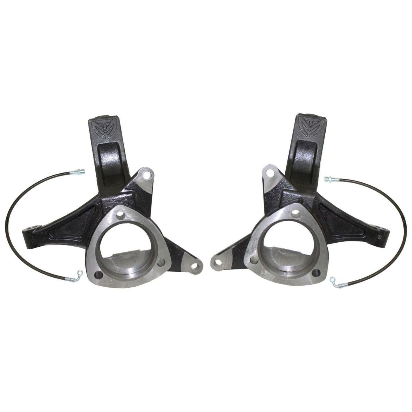 MaxTrac 701550 5" lift spindles with extended brake lines for Silverado/Sierra 1500 2WD with stamped or aluminum control arms.