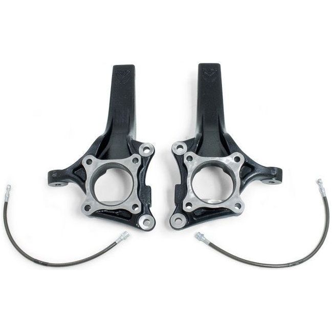 MaxTrac 703440 4.5-inch lift spindles with extended brake lines for 2015–2020 Ford F150 2WD, black E-coated finish