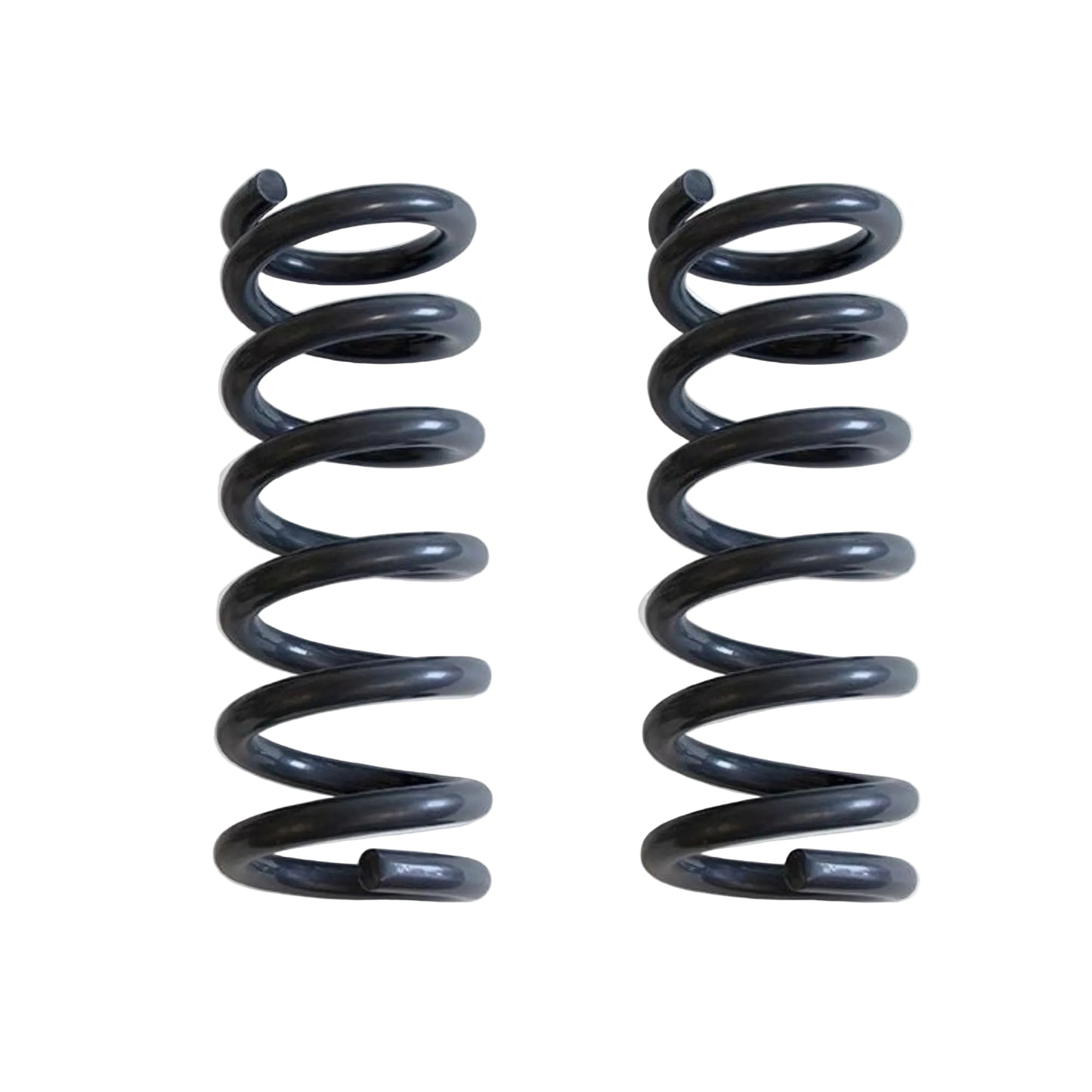 Hot wound steel springs MaxTrac 750920-8 2-inch front lift coil springs for 1999-2006 Chevy Silverado and GMC Sierra 1500 V8 2WD, grey powder-coated finish.