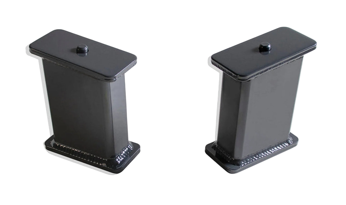 MaxTrac steel 7 degree angled lift block pair | 810070 dual center pin rear suspension blocks | MaxTrac 6 to 7 inch leaf spring lift blocks | 706199416942 grey powdercoat steel lift blocks