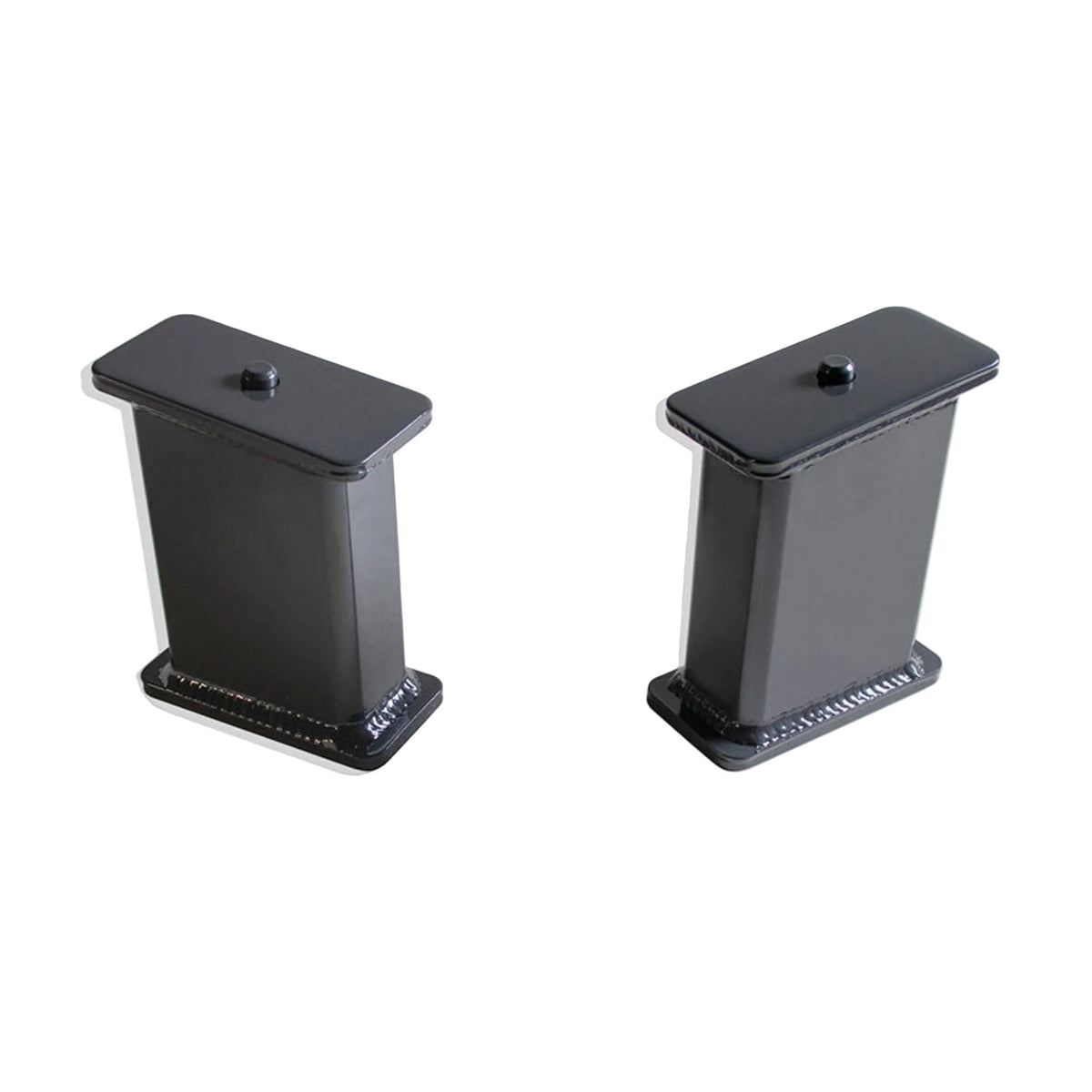 MaxTrac steel 7 degree angled lift block pair | 810070 dual center pin rear suspension blocks | MaxTrac 6 to 7 inch leaf spring lift blocks | 706199416942 grey powdercoat steel lift blocks