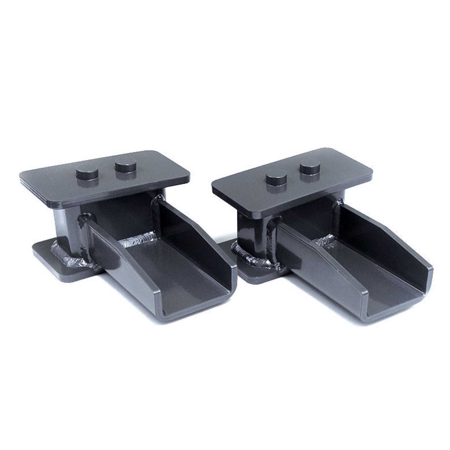 F150 rear suspension lift blocks with striker plate | Fabricated steel rear lift blocks for 2004-2026 F150 | MaxTrac grey powder coated F150 lift blocks | Ford F150 3 inch rear lift block kit