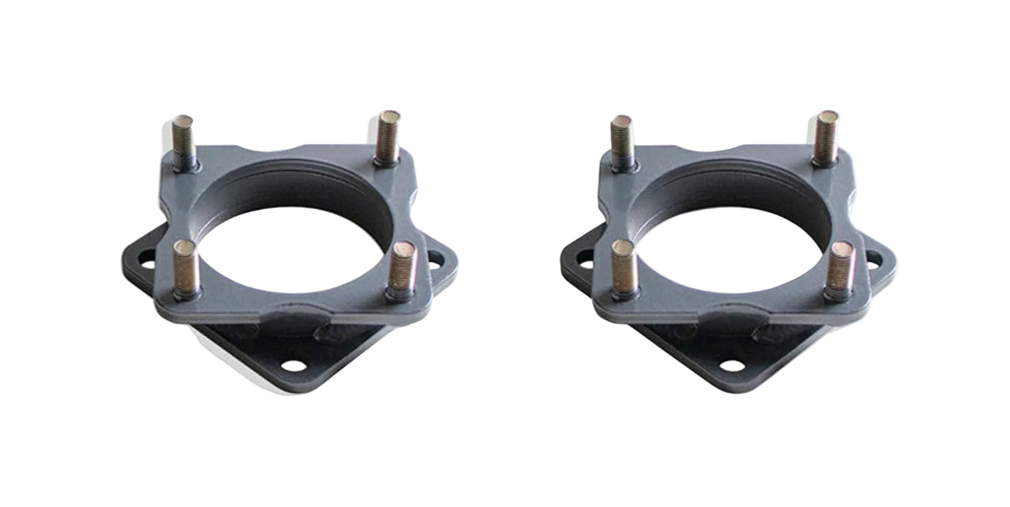 2022-2026 Tundra 2WD 4WD leveling spacers | MaxTrac Tundra steel front lift spacer pair | Toyota Tundra 2 inch leveling kit for up to 33 inch tires | MaxTrac 836020 USA made grey powder coated strut spacers