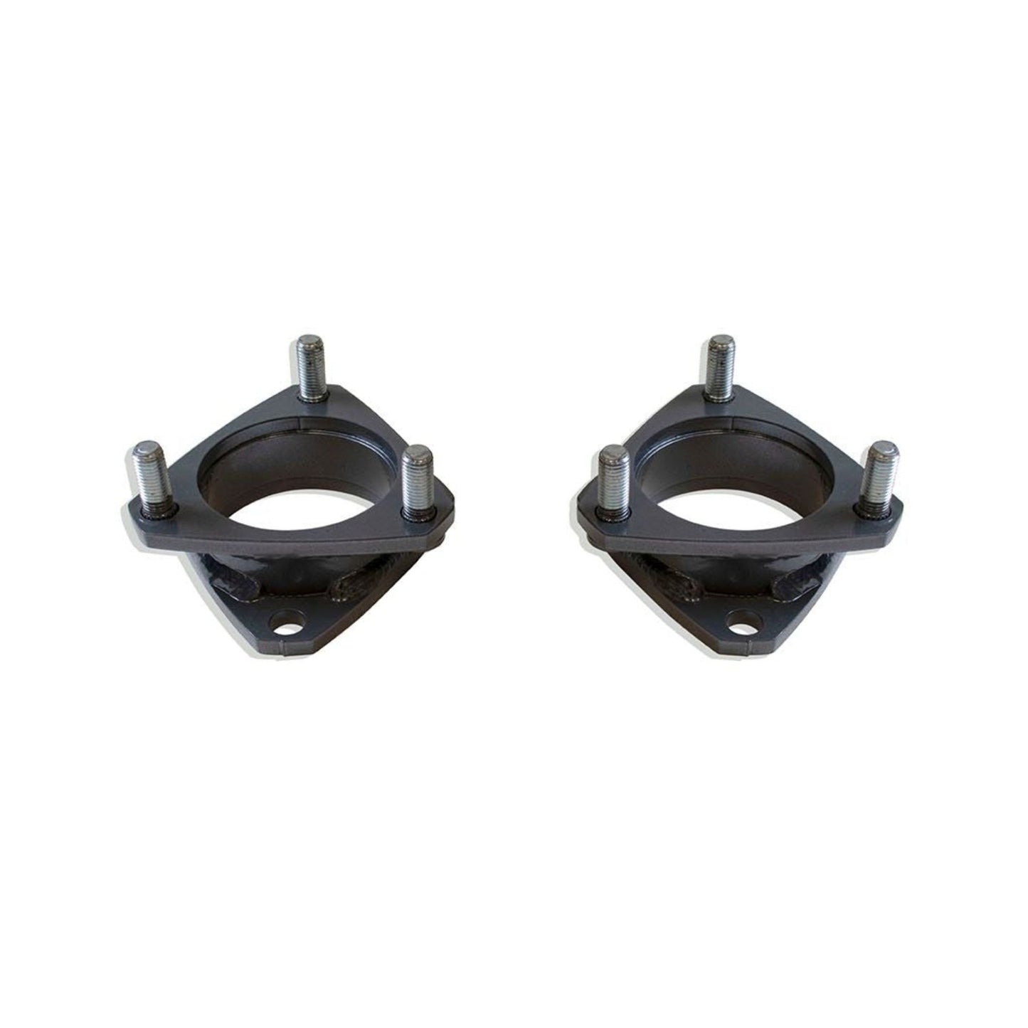 MaxTrac 836925 2.5-inch steel front strut spacers for 1996–2004 Toyota Tacoma 6-lug leveling kit.