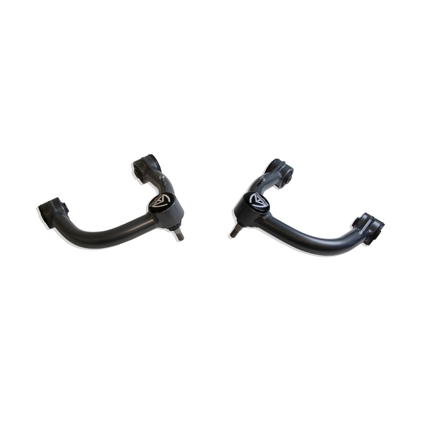 Steel upper control arms with 3 degree caster correction | MaxTrac Tacoma suspension upgrade | Grey powder coated upper control arms | Tacoma front suspension components