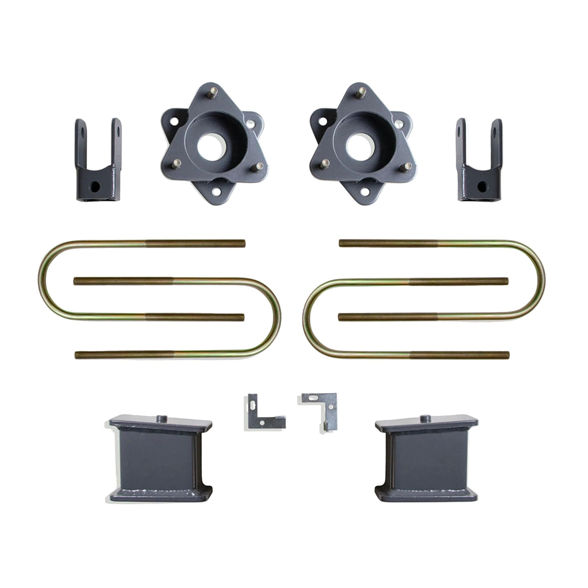 2025-2026 GM 1500 2WD 3 inch front 4 inch rear lift | MaxTrac Adaptive Ride strut spacers and sensor provisions | Silverado Sierra 4 inch rear blocks with shock extenders | MaxTrac 900240MR lift box for 701935