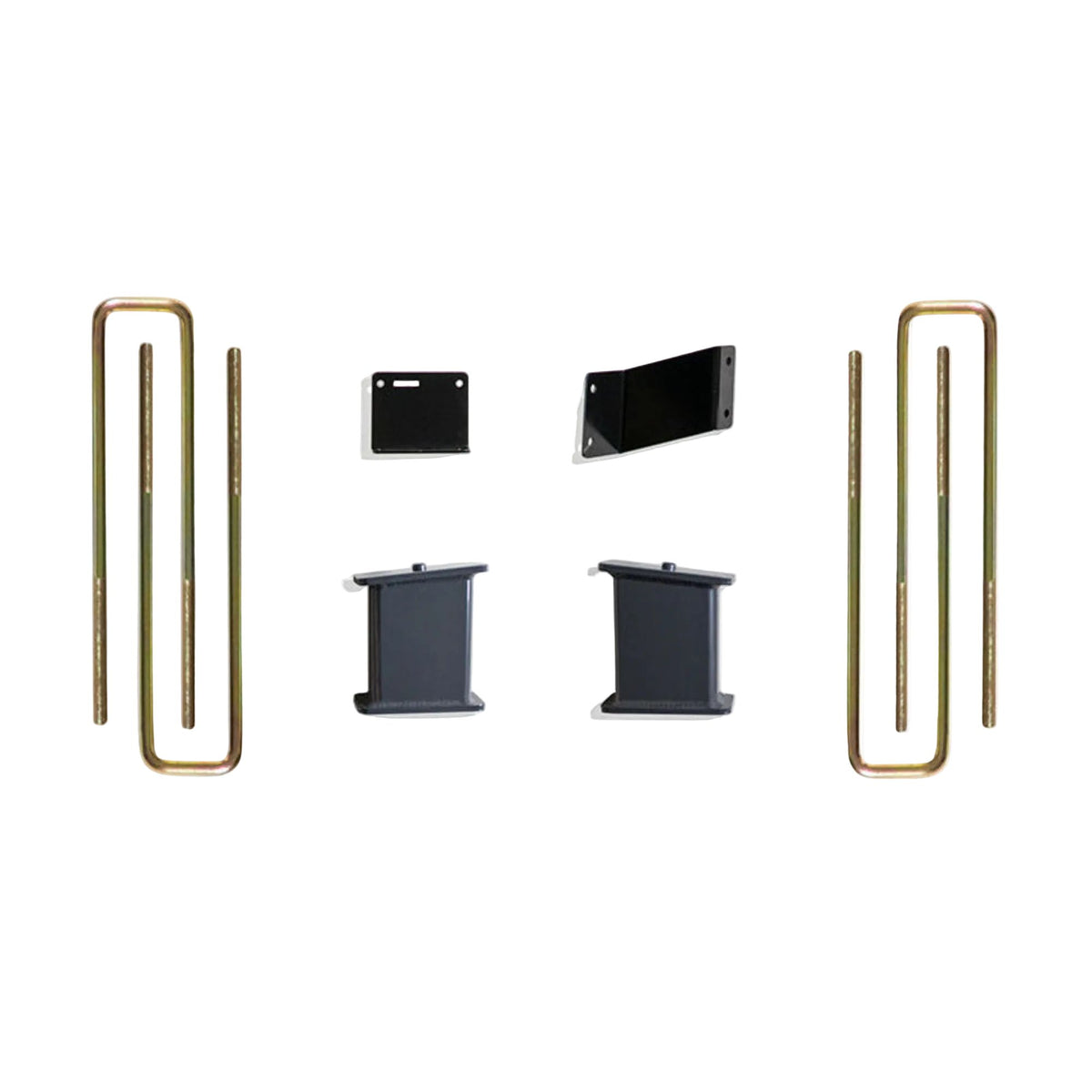 2019-2024 GM 1500 lift blocks U-bolts and brake line brackets | MaxTrac Box 5 rear suspension components for 7 to 8 inch lift | Silverado Sierra 2WD 4WD rear lift block kit | Silverdo Seirra suspention U-bolt lift box