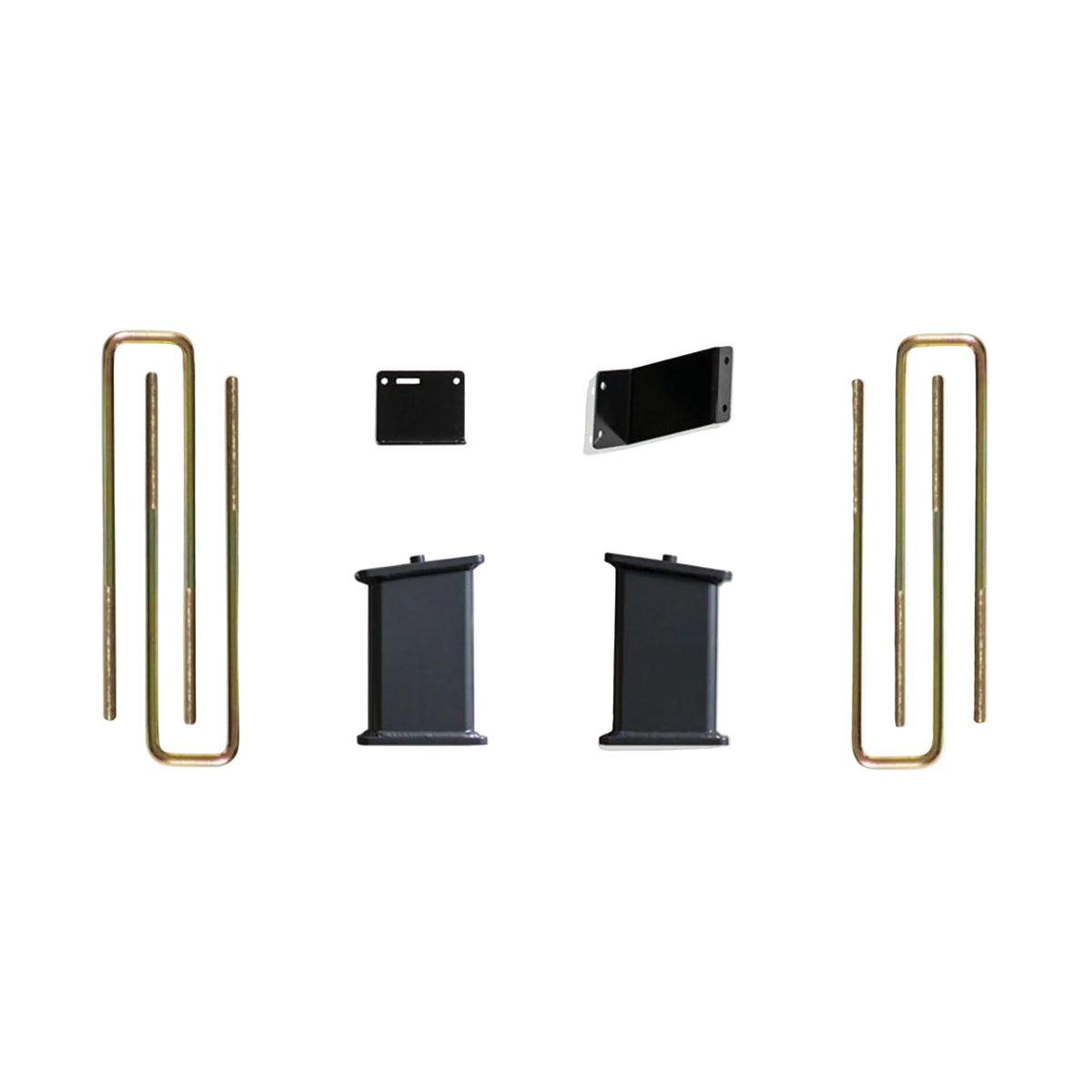 2019-2024 GM 1500 lift blocks U-bolts and brake line brackets | MaxTrac Box 5 rear suspension components for 9 to 10 inch front lift | Silverado Sierra 2WD 4WD 7 inch rear lift kit | Silverdo Seirra suspention U-bolt lift box