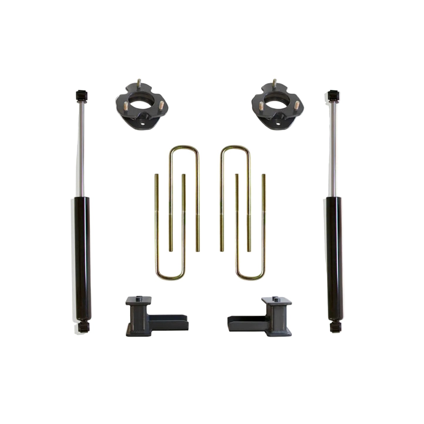 Rear lift blocks U-bolts and MaxTrac rear shocks | Completes 6.5 inch lift