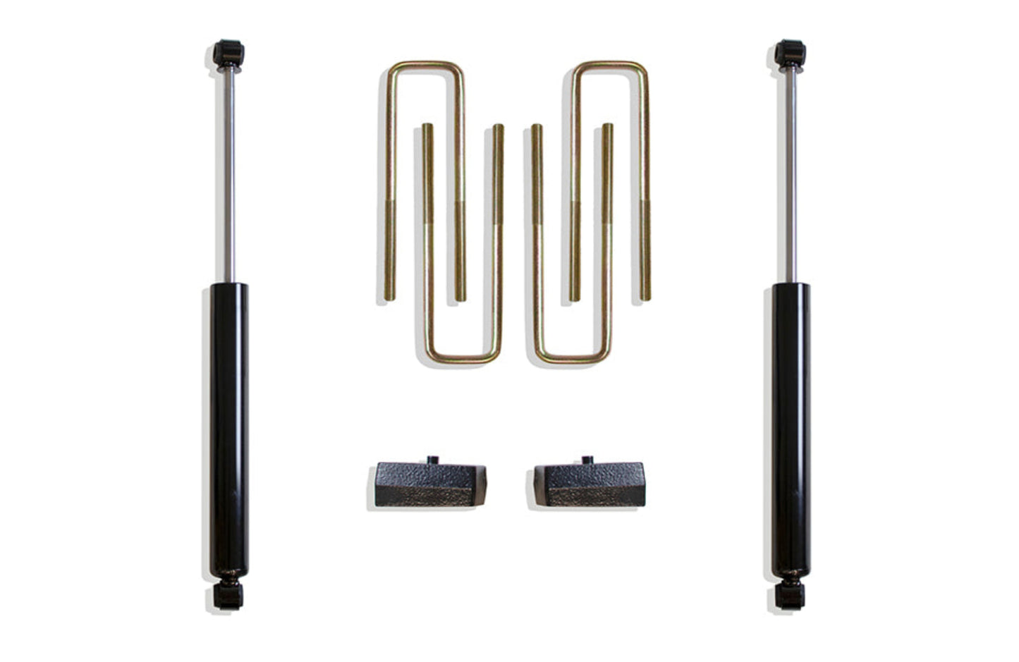 Rear lift blocks U-bolts and MaxTrac 2650LL-4 rear shocks | Completes 4 inch lift