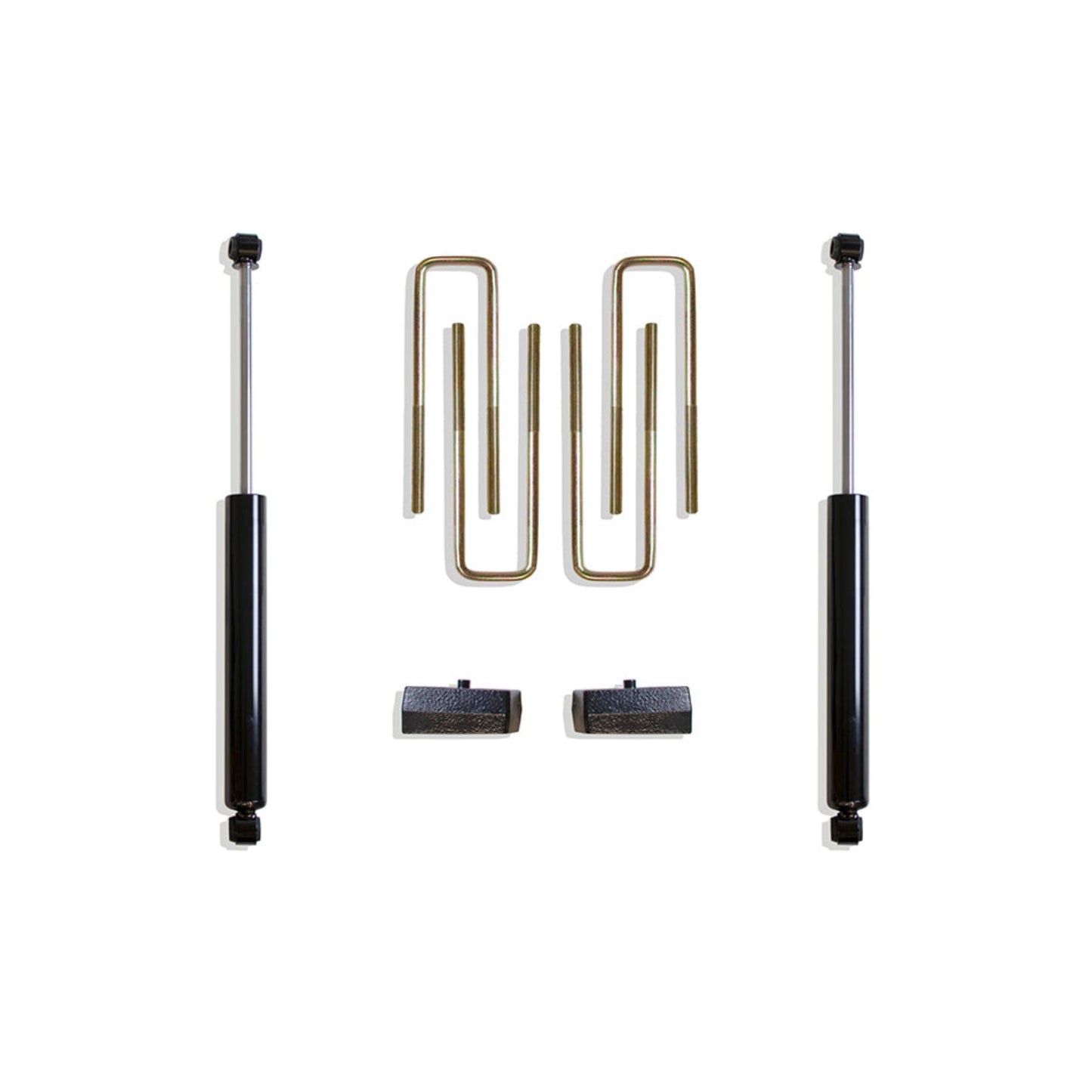 Rear lift blocks U-bolts and MaxTrac 2650LL-4 rear shocks | Completes 4 inch lift