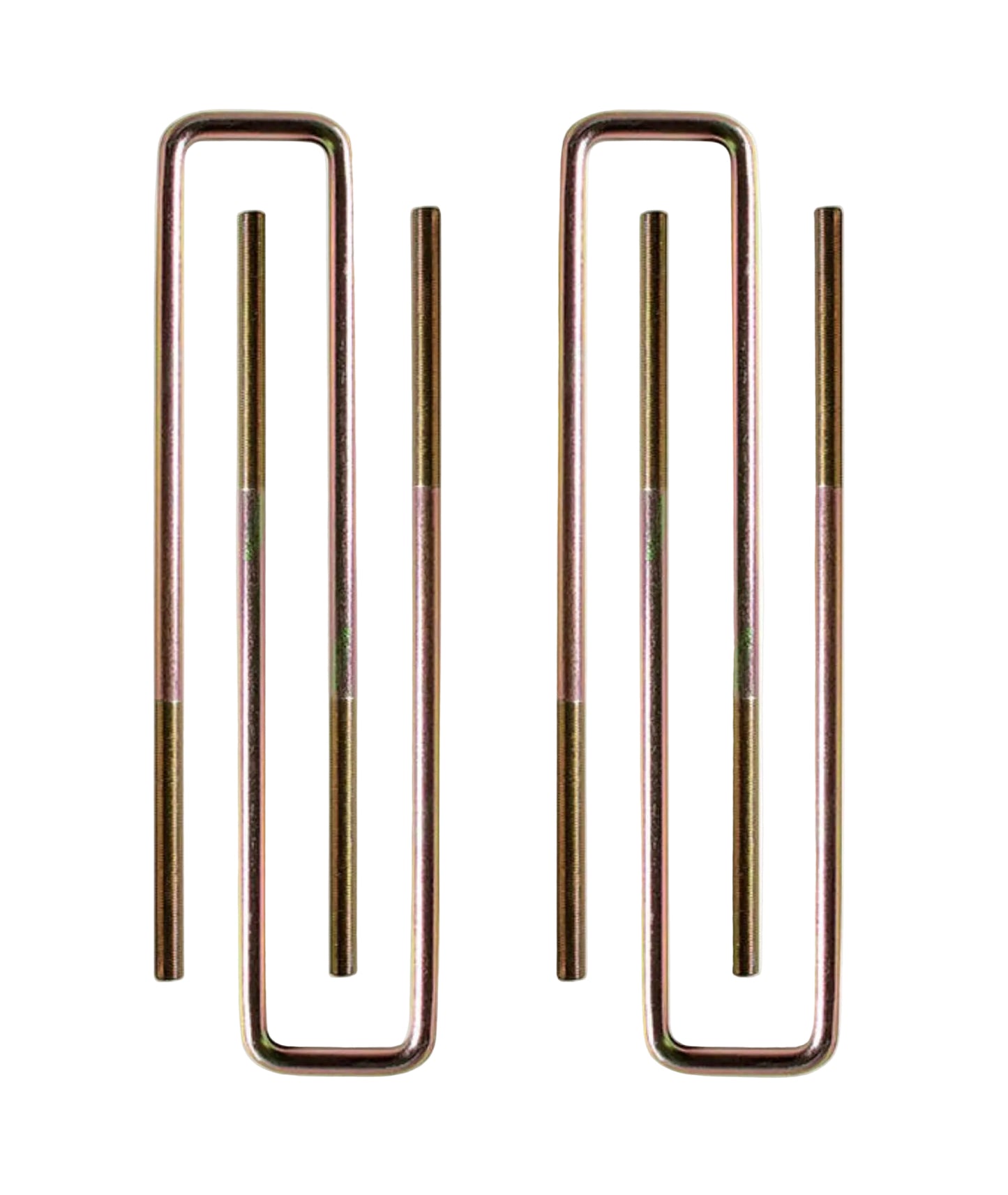 15.5 x 2.625 x 9/16 rear U-bolt set | MaxTrac U-bolts for 6 to 7 inch lift blocks | Chevy GMC 1500 gold zinc plated suspension U-bolts | Silverdo Seirra suspention U bolt set