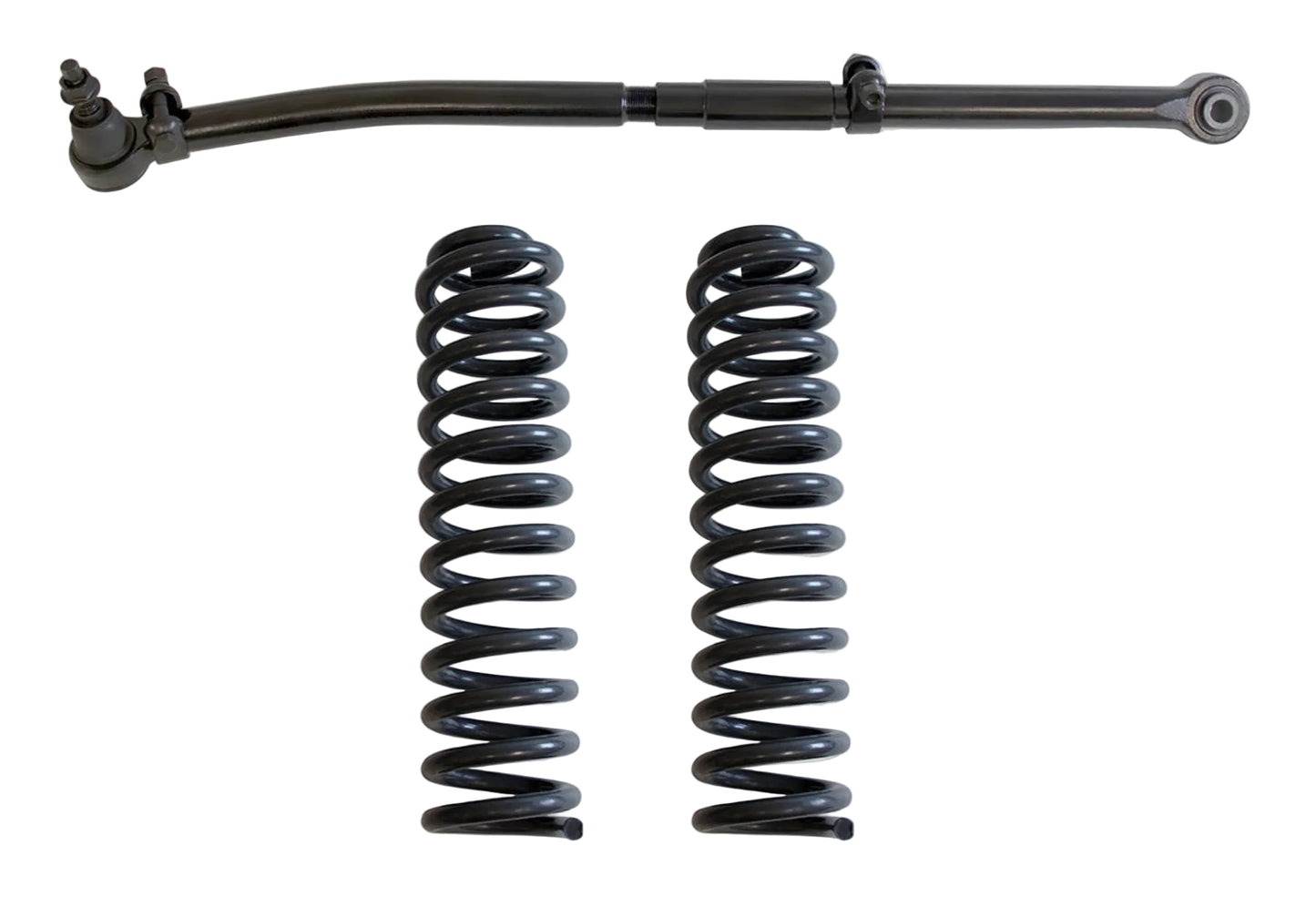 2017-2026 Ford Super Duty 4WD diesel front leveling suspension | MaxTrac F-250 diesel 2.5 inch front coil spring lift | F-350 Super Duty adjustable trac bar and lift coil kit | MaxTrac 943300-6 Ford Super Duty leveling component box