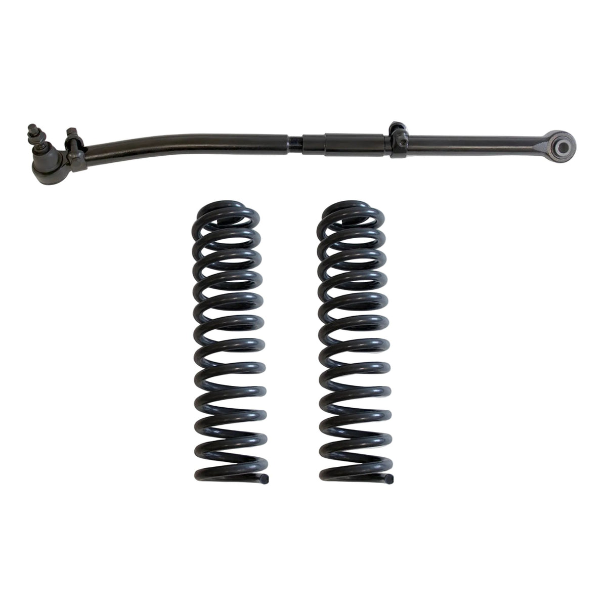 2017-2026 Ford Super Duty 4WD diesel front leveling suspension | MaxTrac F-250 diesel 2.5 inch front coil spring lift | F-350 Super Duty adjustable trac bar and lift coil kit | MaxTrac 943300-6 Ford Super Duty leveling component box