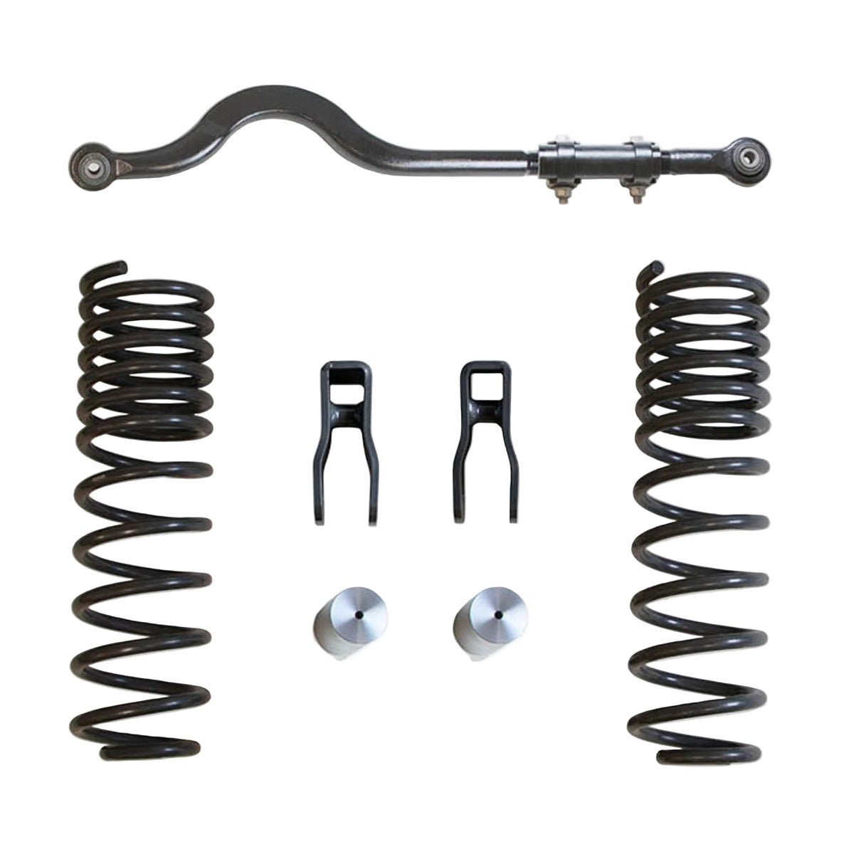 2020-2026 Gladiator Mojave front lift coils and track bar | MaxTrac Mojave front shock extenders and bump stop extensions | Jeep Gladiator Mojave K949931M box 1 of 2 | MaxTrac 949931M-1 USA made front suspension components