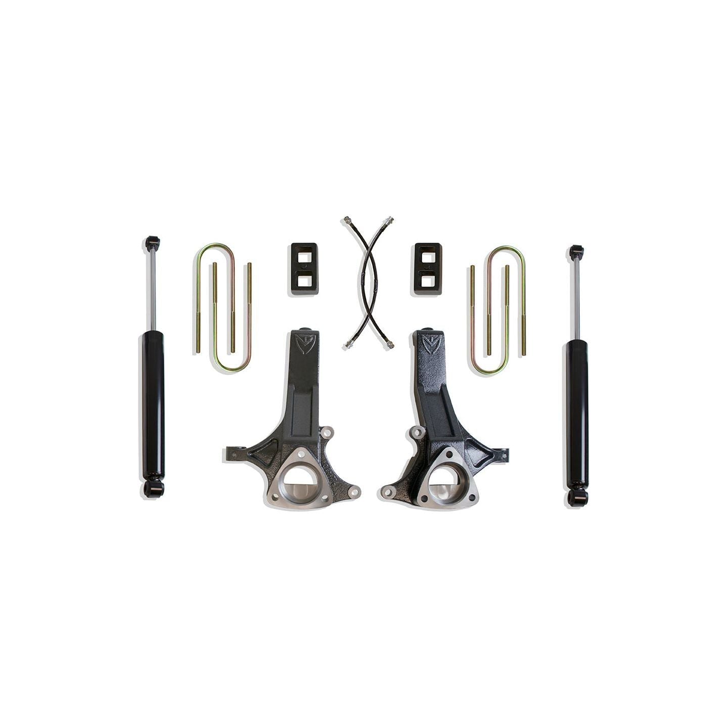 MaxTrac K882145 4.5"/2" Lift Kit for 2002–2008 Dodge Ram 1500 2WD with spindles, lift blocks, U-bolts, and shocks