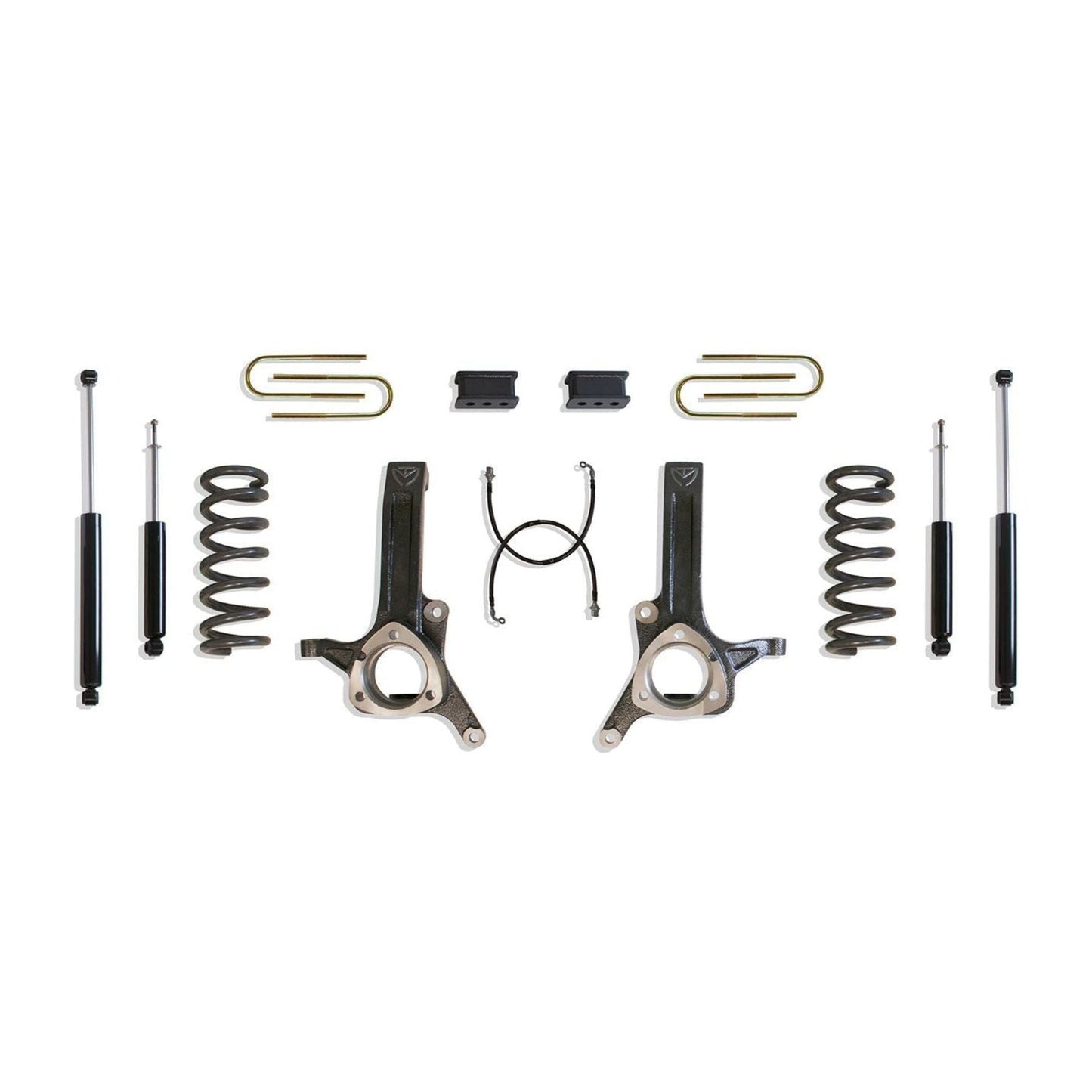MaxTrac K882262 6"/2.5" Lift Kit for 2003–2008 Ram 2500/3500 & 1500 Mega Cab 2WD HEMI with coils, spindles, lift blocks, U-bolts, brake lines, and shocks