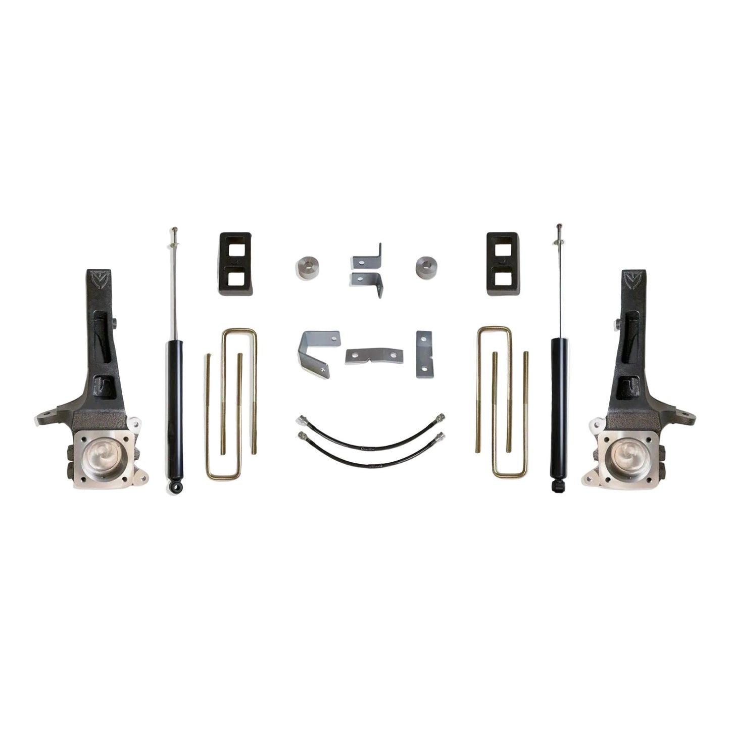 Toyota Tacoma lift spindles blocks U-bolts and rear shocks | MaxTrac K886842 Tacoma 2WD spindle lift kit | 2005-2023 Tacoma 6-lug 4 inch lift kit for 33 inch tires