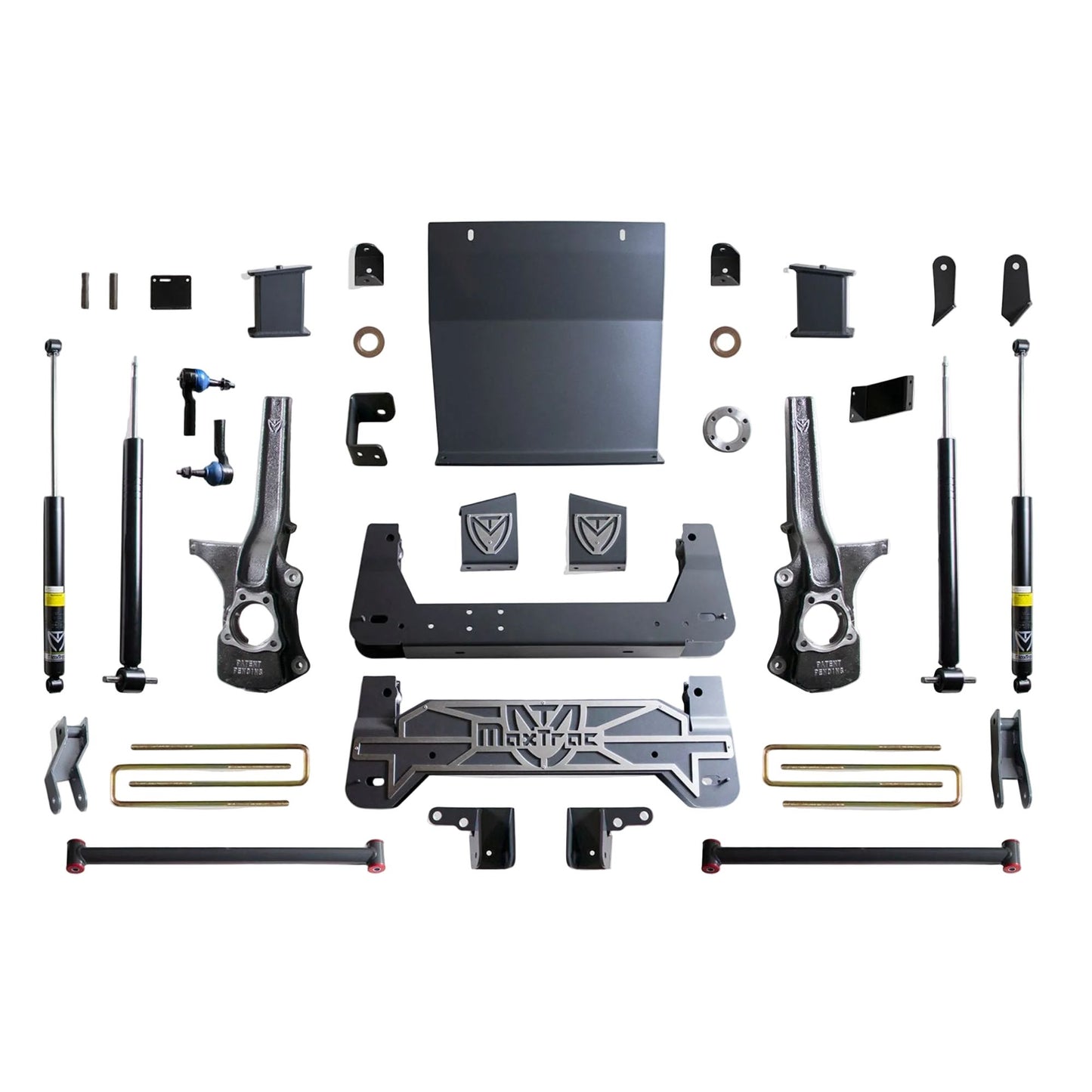 MaxTrac lift kit with subframes knuckles struts differential drops and rear shocks | Max Trac Silverado Sierra suspension lift | 7 inch 8 inch lift kit for Trail Boss AT4