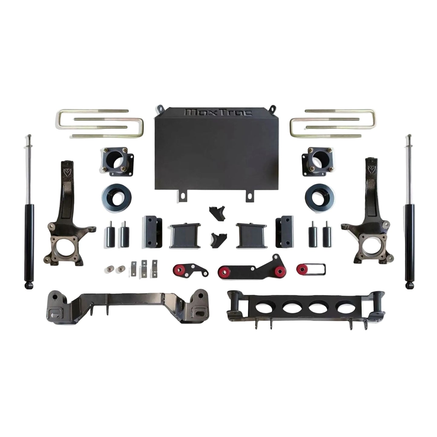 MaxTrac lift kit with subframes steering knuckles skid plate and rear shocks | Max Trac Toyota Tundra suspension lift | Tundra 6 inch lift with 35 inch tire clearance
