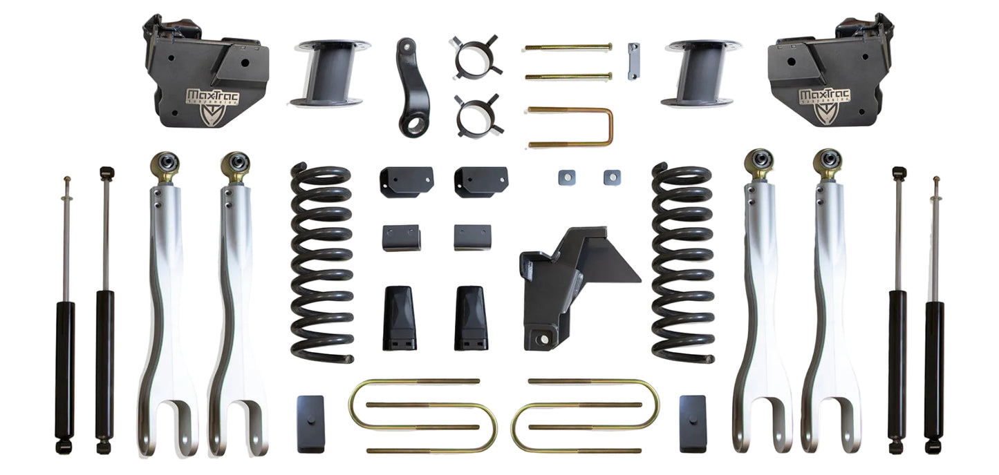 MaxTrac forged aluminum 4-link lift kit with diesel coils and shocks | Max Trac Ram 3500 premium air ride suspension lift | Ram 3500 8 inch lift kit with 4-links and MaxTrac shocks