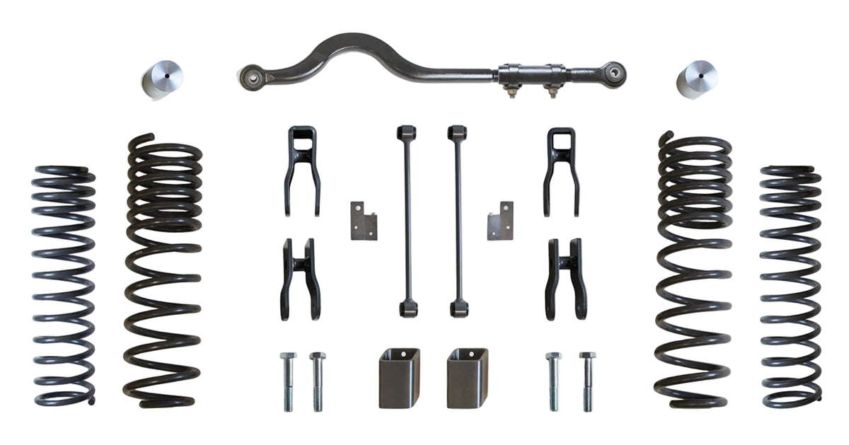 2020-2026 Gladiator Mojave 3 front 1 rear suspension lift | MaxTrac Mojave front rear coil spring lift kit | Gladiator Mojave lift with track bar sway links and shock extenders | MaxTrac K949931M lift kit for up to 37 inch tires