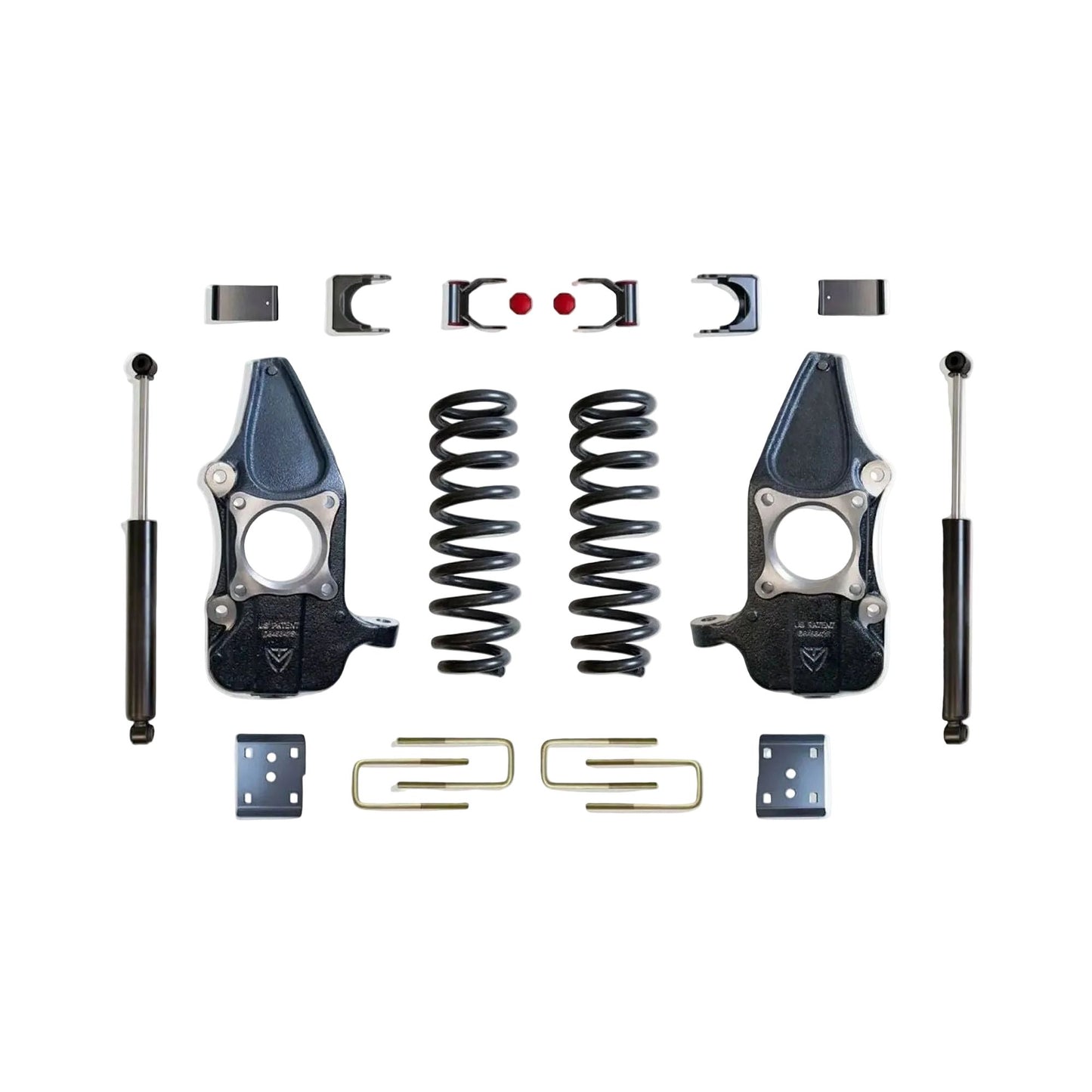 MaxTrac lowering kit with coils spindles flip kit shackles and rear shocks | Max Trac F-150 suspension lowering kit | Ford F-150 3 inch 5 inch drop kit