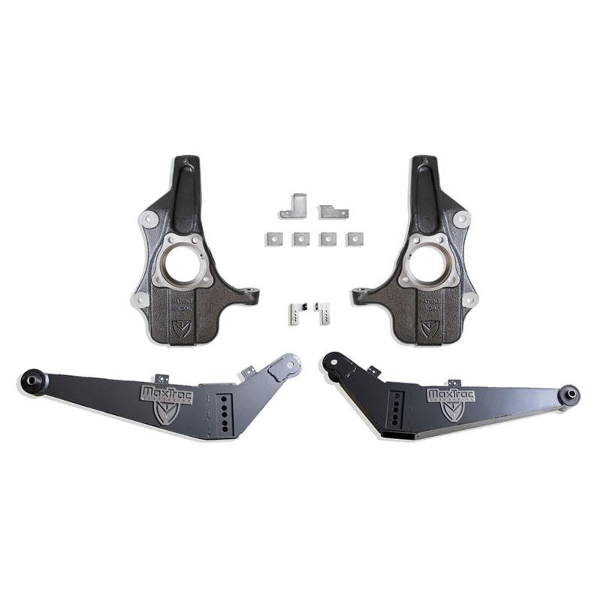 2021-2026 Tahoe Suburban MagneRide lowering suspension | Yukon Yukon XL Adaptive Ride Control drop kit | MaxTrac 101920 spindles with 1019AR sensor brackets | MaxTrac 200804 adjustable rear lowering control arms | GM SUV lowering kit with significant rear ground clearance reduction