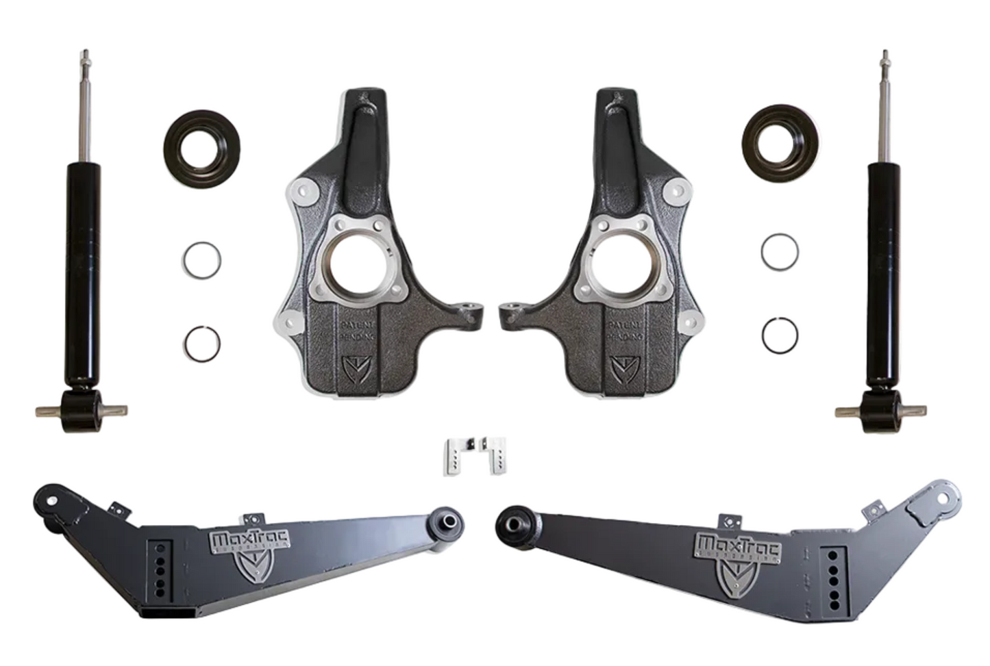 MaxTrac GM SUV lowering kit with adjustable rear control arms | Tahoe Yukon 3-4 suspension drop | Max Trac KS330834