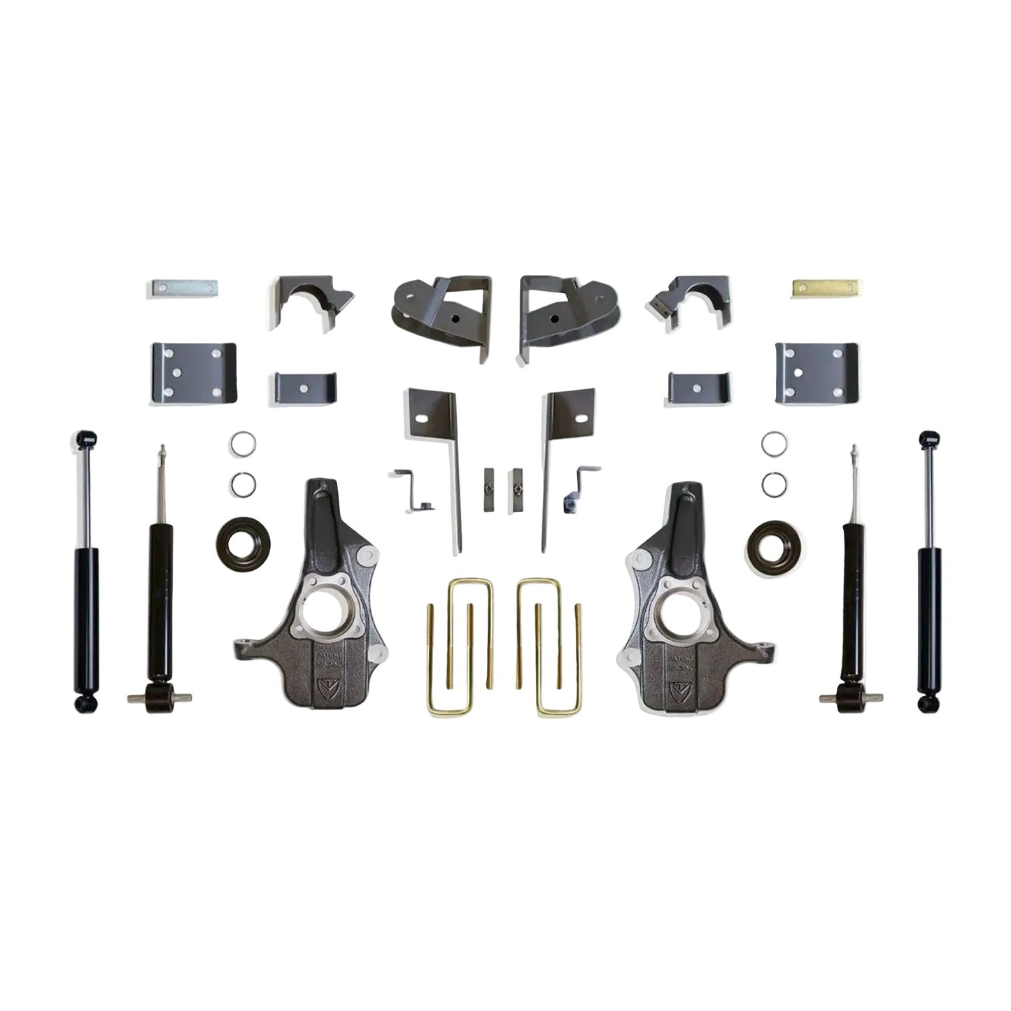MaxTrac lowering kit with struts spindles flip kit hangers and rear shocks | Max Trac Silverado Sierra suspension kit | Silverado Sierra 3 inch 5 inch drop kit