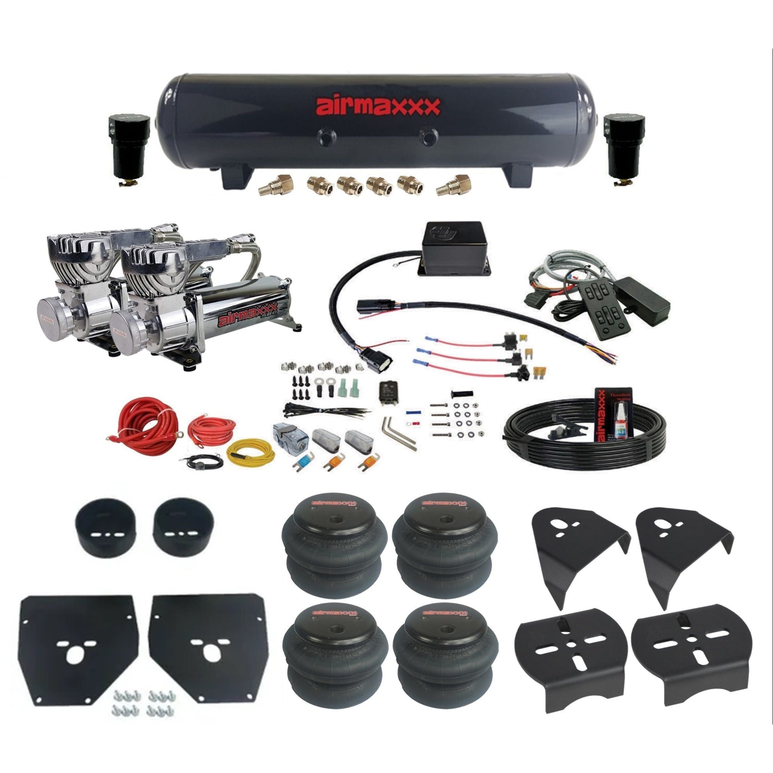 エアドック airmaxxx 580 Chrome Air Ride Kit 1973-1987 C10 SV-8C MC.1 – airslamit
