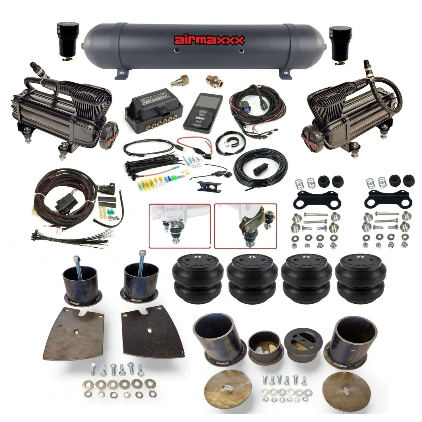 air lift 3p 27685 air ride kit w/x-series compressors black aluminum tank & Slam bags fits 1961-64 buick riviera KBUI61-XB2-57ABK-27685-WK-3P2SS7