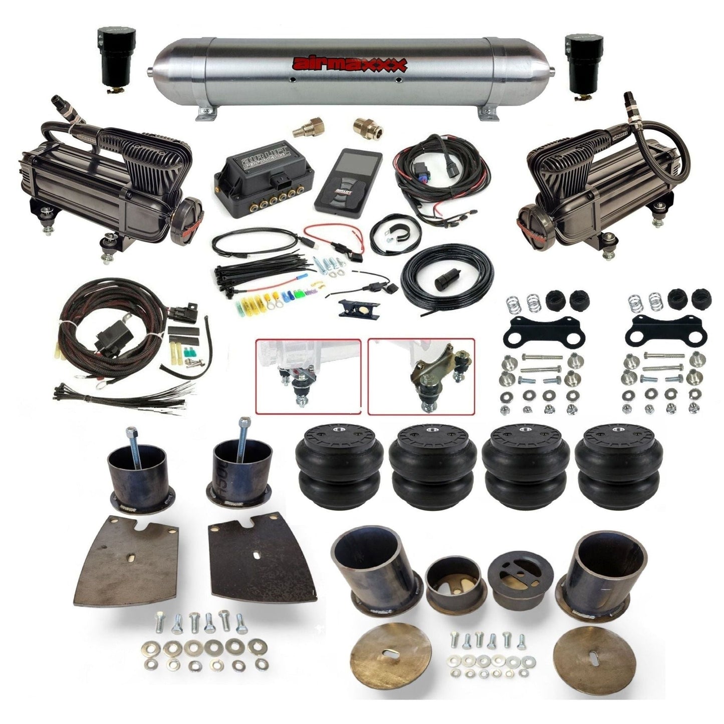 air lift 3p 27685 air ride kit with x-series compressors raw aluminum tank & Slam bags fits 1961-64 buick KBUI61-XB2-57ARW-27685-WK-3P2SS7