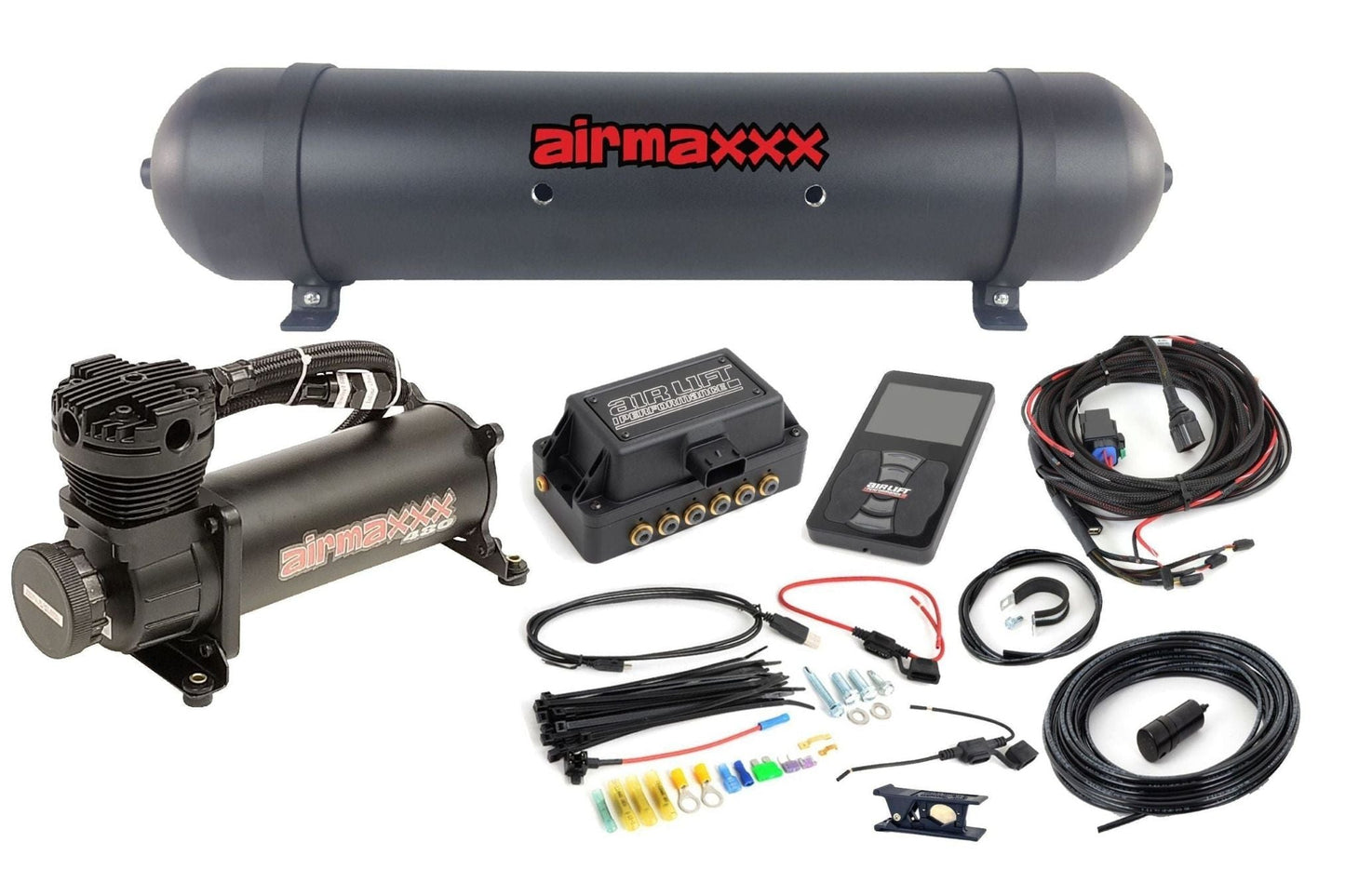 air lift 3p 27685 kit with black 480 compressor 7 port aluminum tank